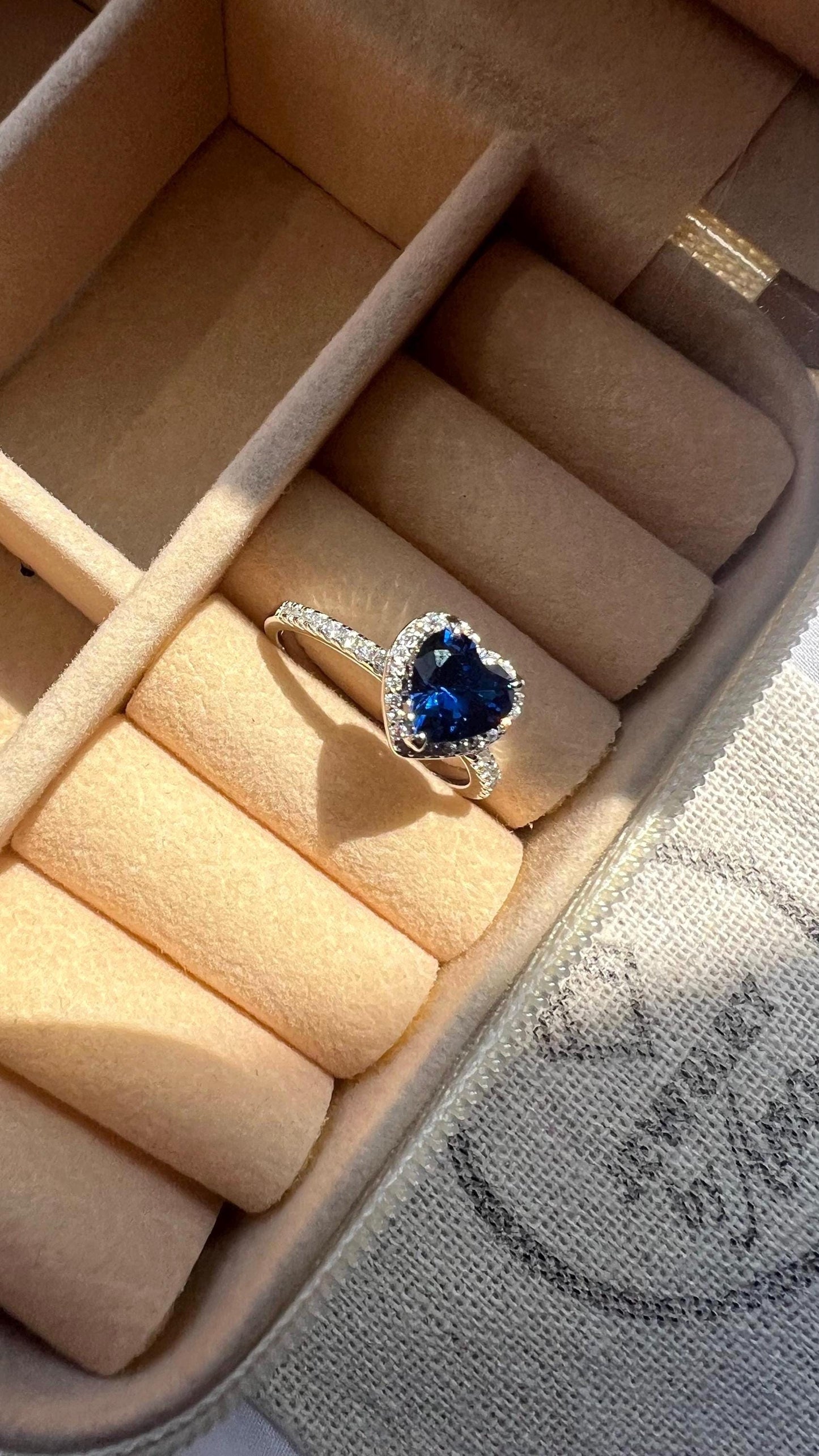 Sterling Silver Heart Solitaire Ring: Blue CZ Promise Ring