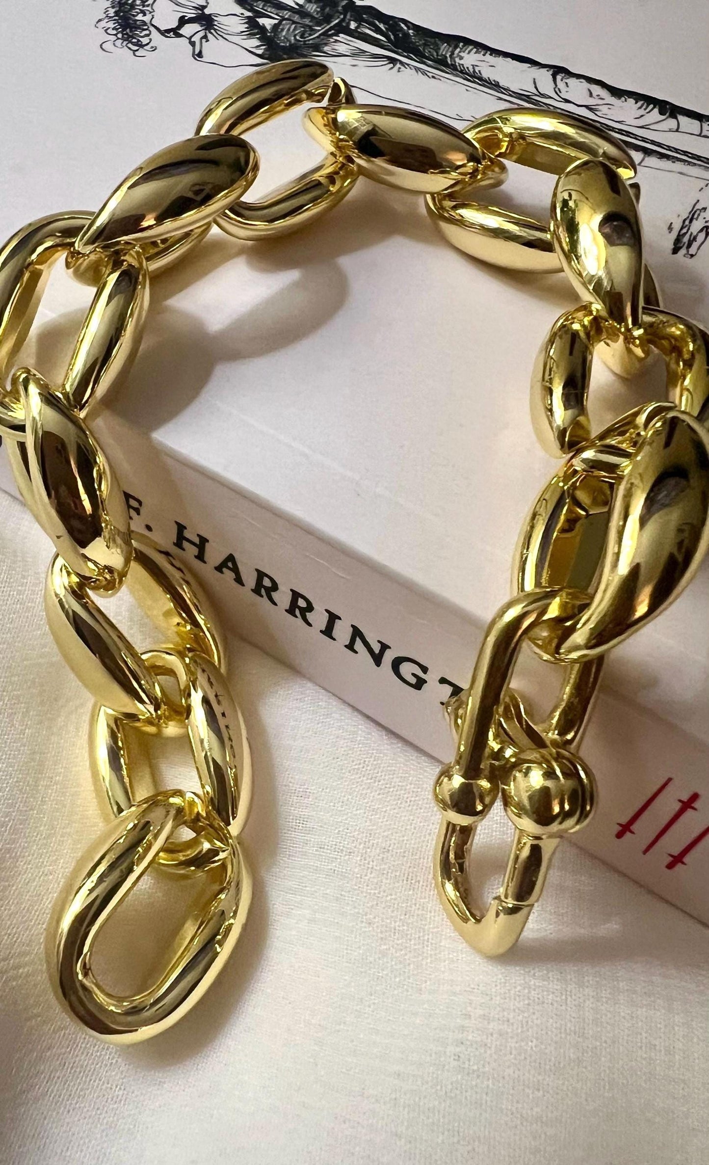 Chunky Gold Brass Link Bracelet: Bold Statement Jewelry, Thick Solid Bracelet
