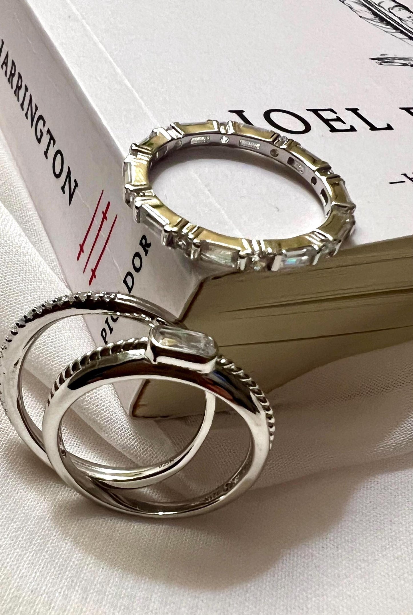 Sterling Silver CZ Eternity Band Set, Dainty Stacking Rings,Set of 3 Stacking Rings,Gemstone Ring Set,Wedding Jewelry,Dainty Jewelry