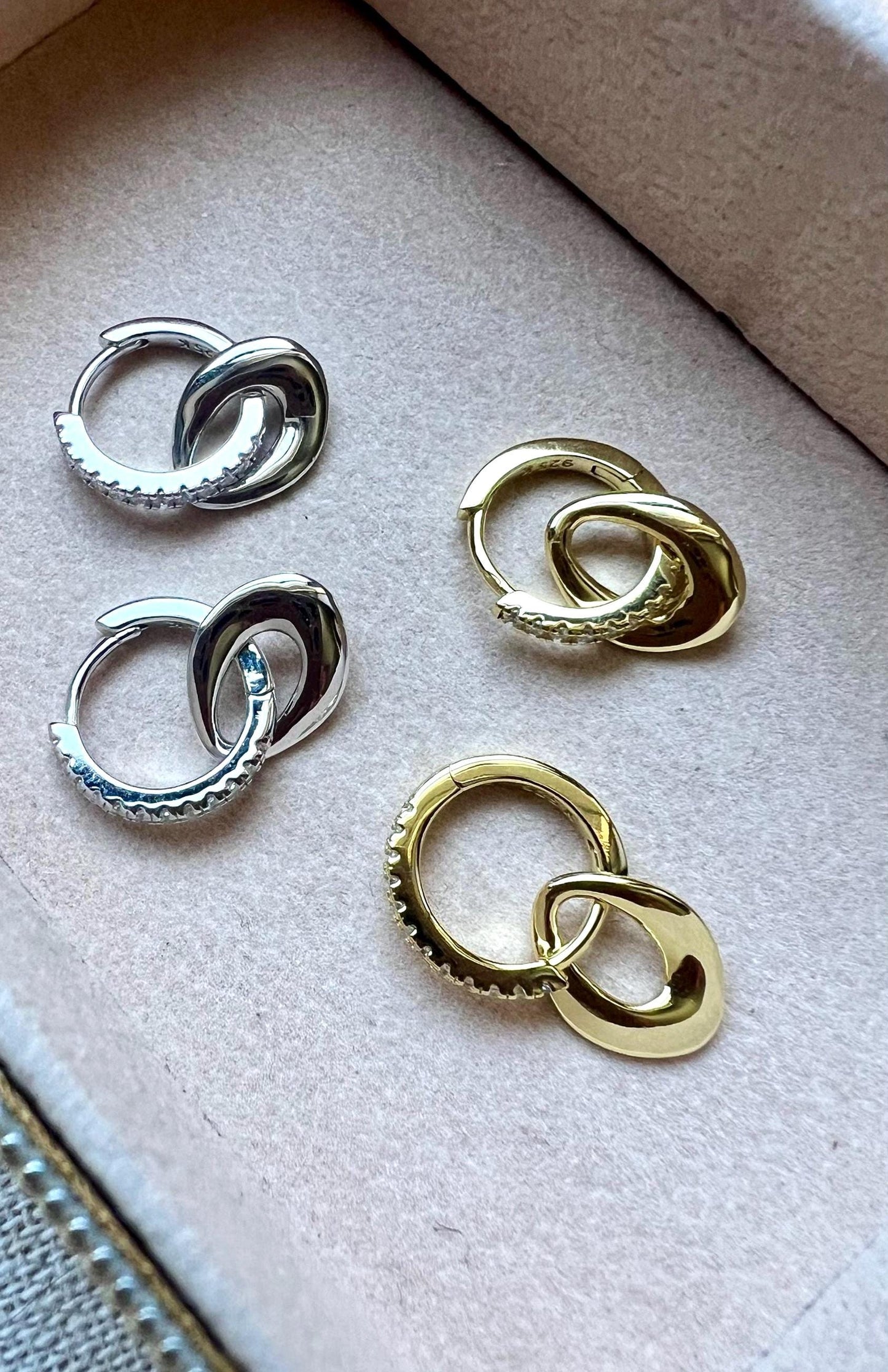 Gold Plated Sterling Silver Hoop Earrings,Cubic Zirconia Huggies,Everyday Earrings,Stackable Jewelry,925 Sterling Silver Earrings