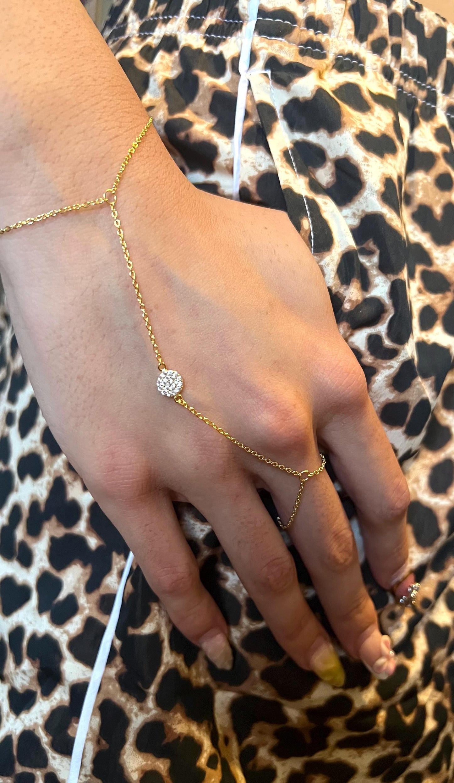 Finger Bracelet,Dainty Hand Chain Bracelet for Women,Slave Bracelet, Gold Finger Bracelet, Cubic Zirconia Bracelet