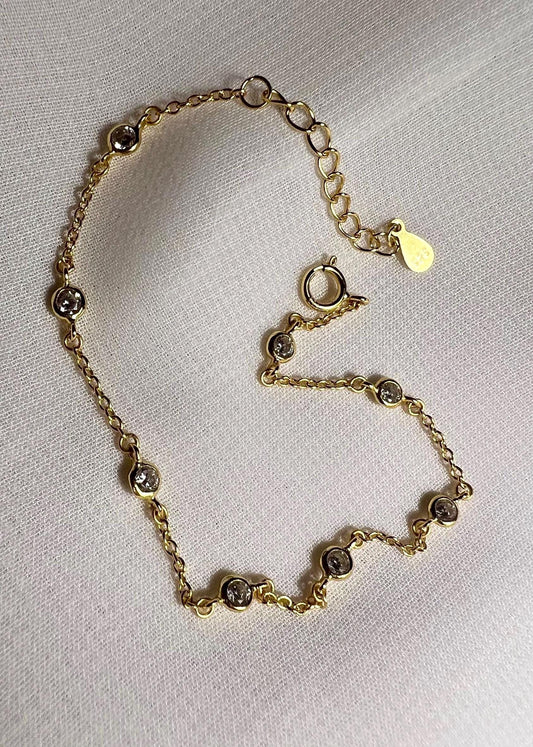 Gold Plated Diamond Bezel Bracelet: Dainty Stacking Jewelry