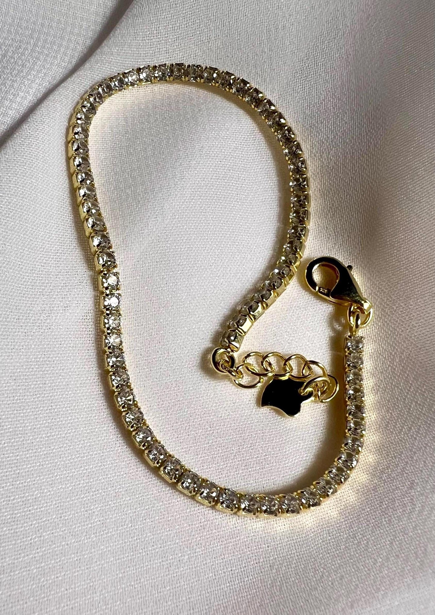 Gold Plated Tennis Bracelet: Adjustable Cubic Zirconia Sparkle Jewelry