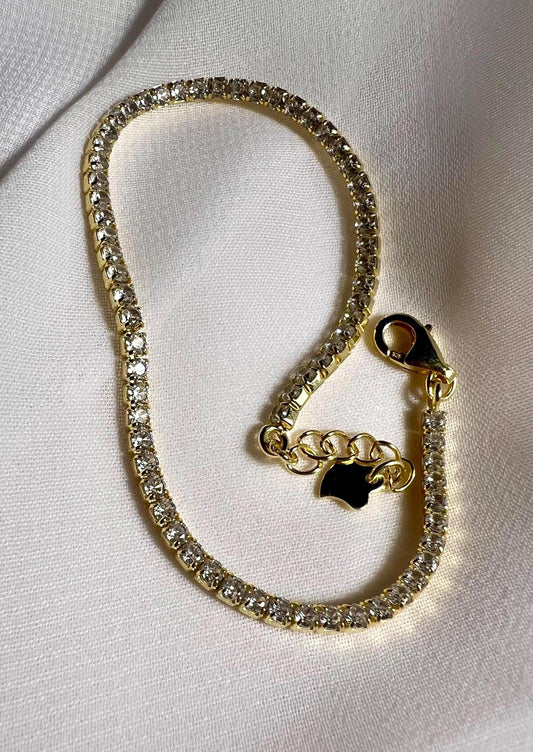 Gold Plated Tennis Bracelet: Adjustable Cubic Zirconia Sparkle Jewelry