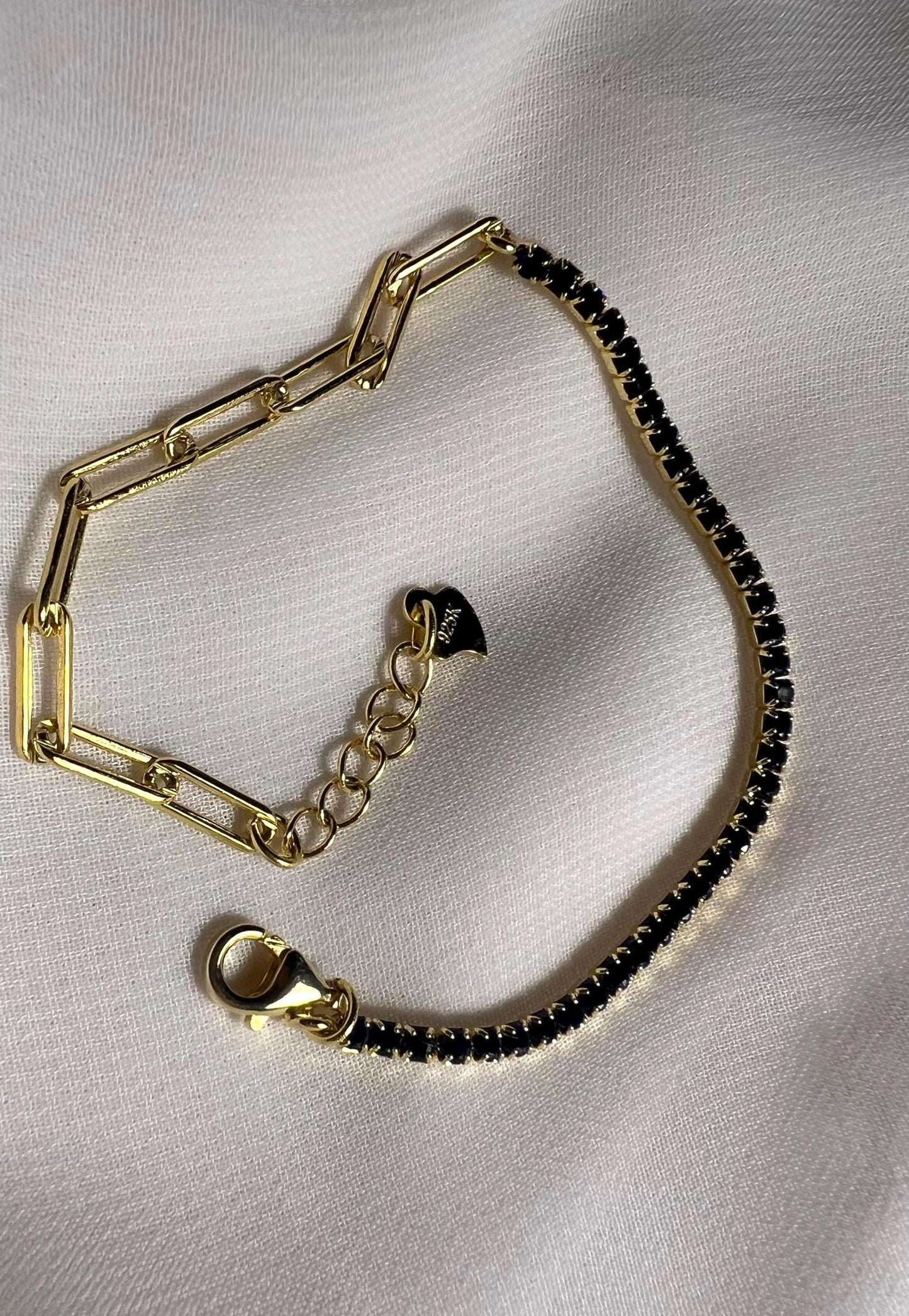 Gold Plated CZ Diamond Tennis Bracelet: Paperclip Link Bridal Jewelry