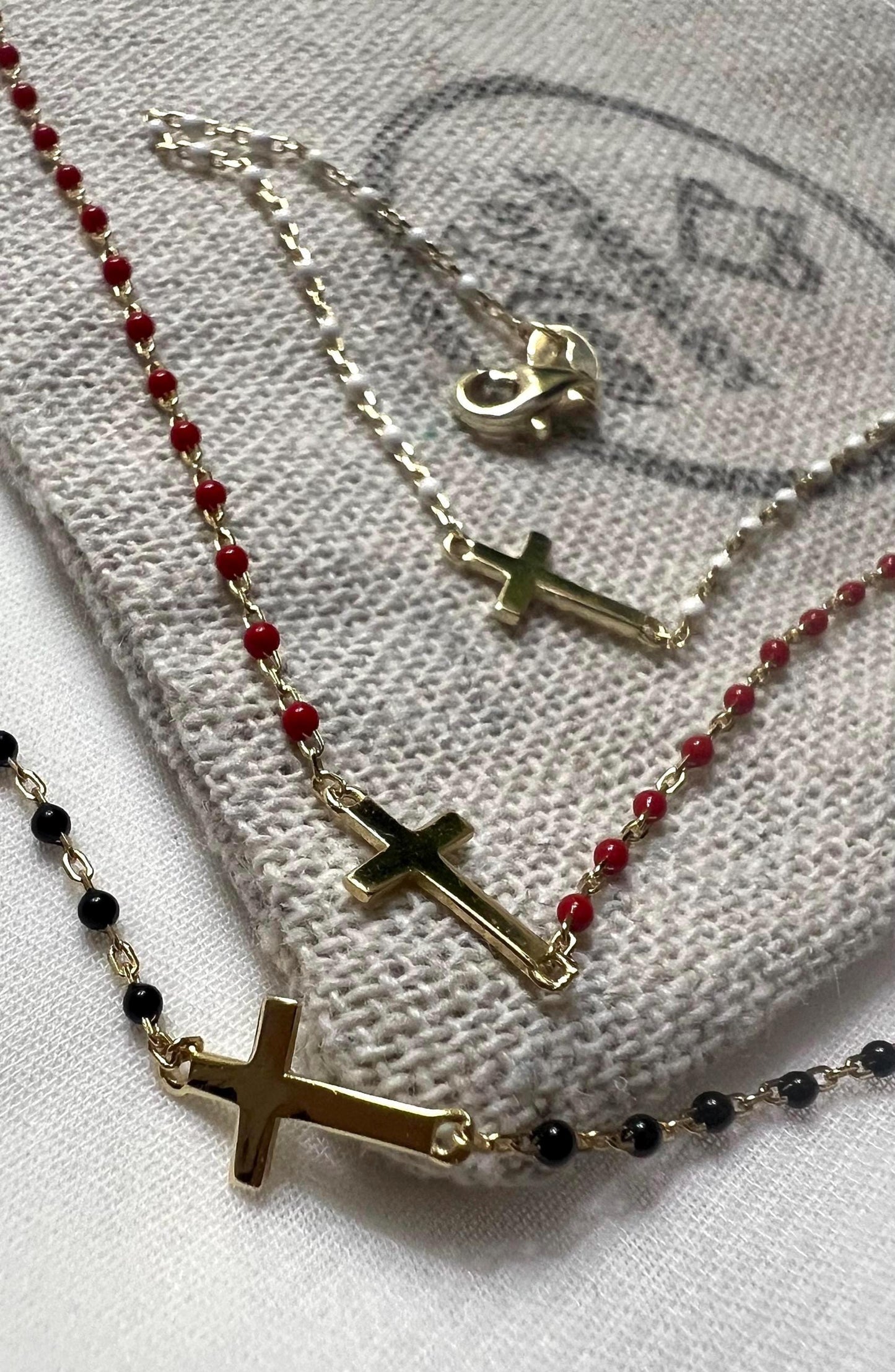 Gold Plated Beaded Cross Bracelet: Dainty Religious Jewelry