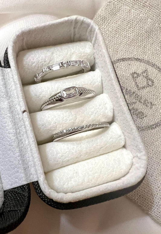 Sterling Silver CZ Eternity Band Set, Dainty Stacking Rings,Set of 3 Stacking Rings,Gemstone Ring Set,Wedding Jewelry,Dainty Jewelry
