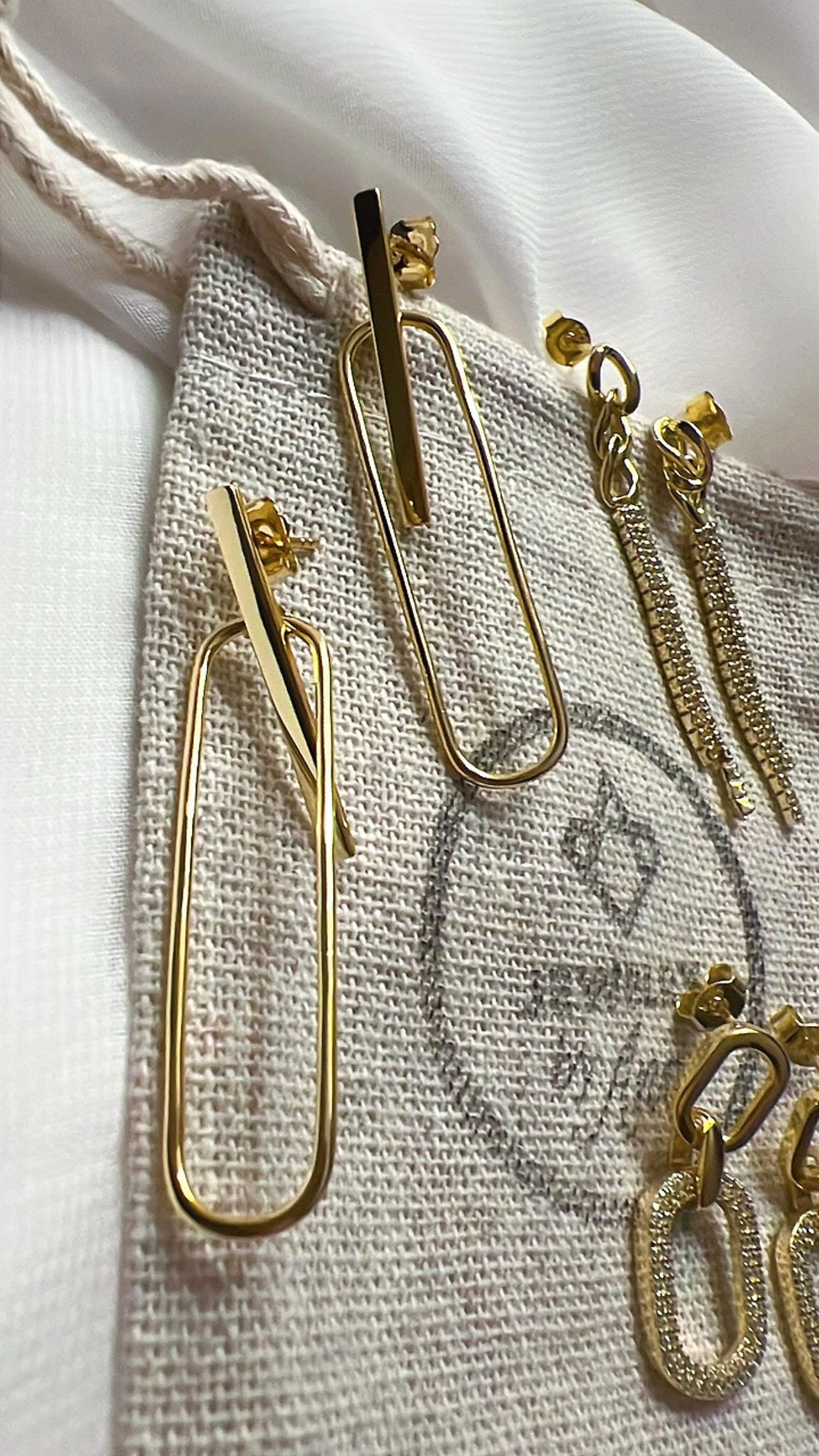 Gold Plated Sterling Silver Dangle Earrings,Geometric Boho Style Earrings,Long drop Earrings,Dangle Earrings,Gold Drop Earrings