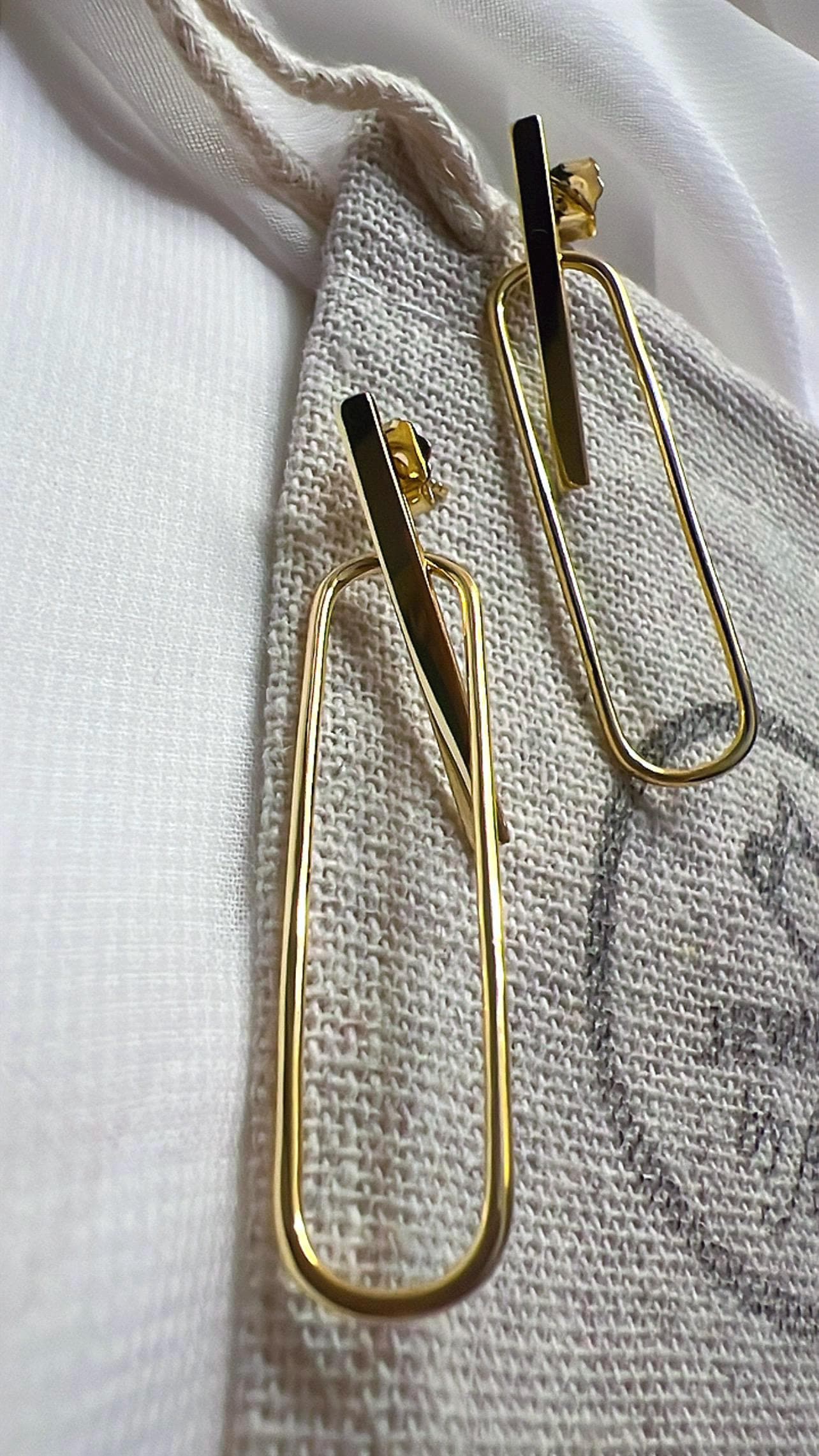 Gold Plated Sterling Silver Dangle Earrings,Geometric Boho Style Earrings,Long drop Earrings,Dangle Earrings,Gold Drop Earrings