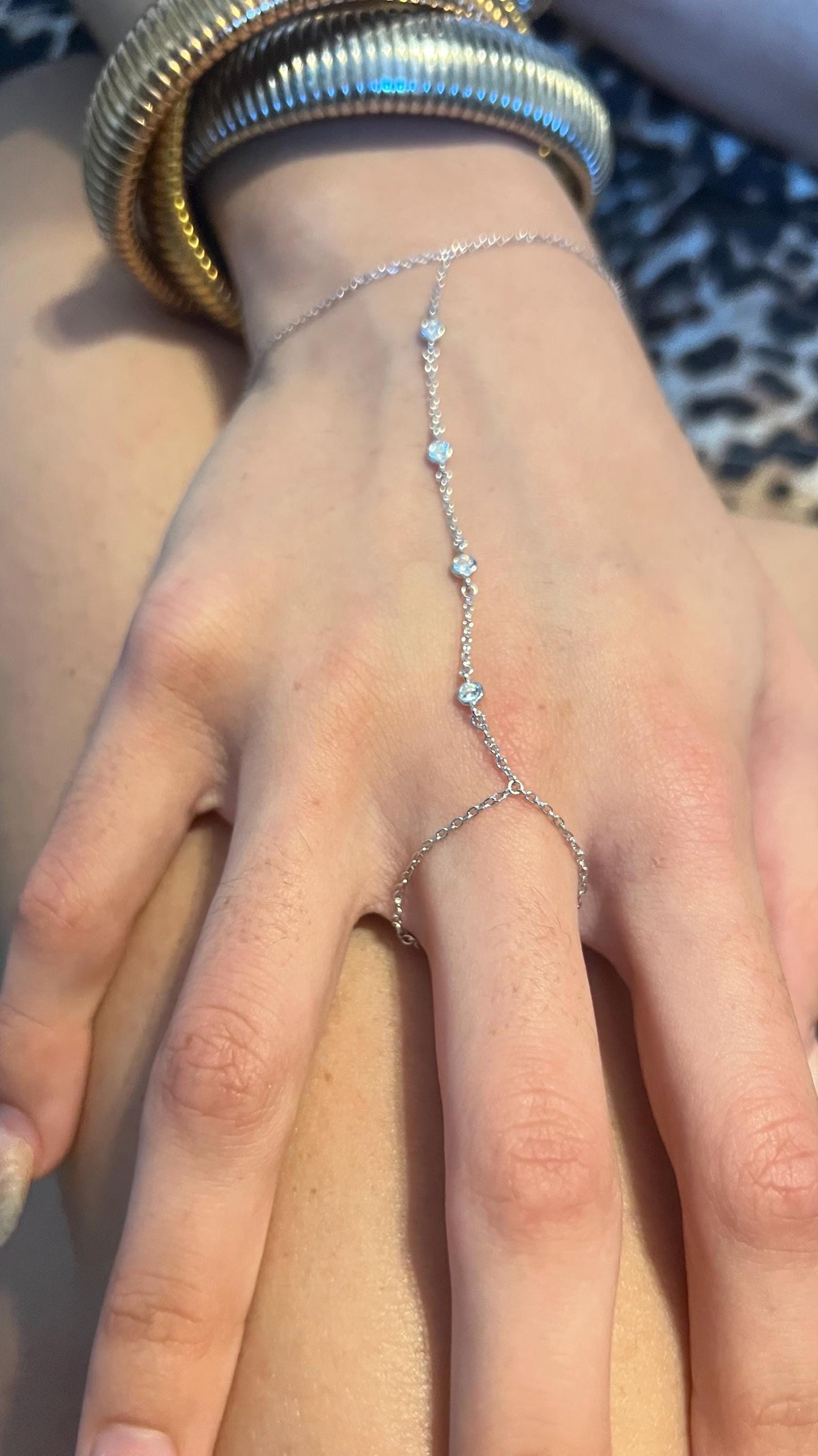 14 K gold plated finger bracelet,CZ hand chain ,Dainty Slave Bracelet, Adjustable CZ Jewelry,Bridal Jewelry,Everyday Jewelry Gift for Her