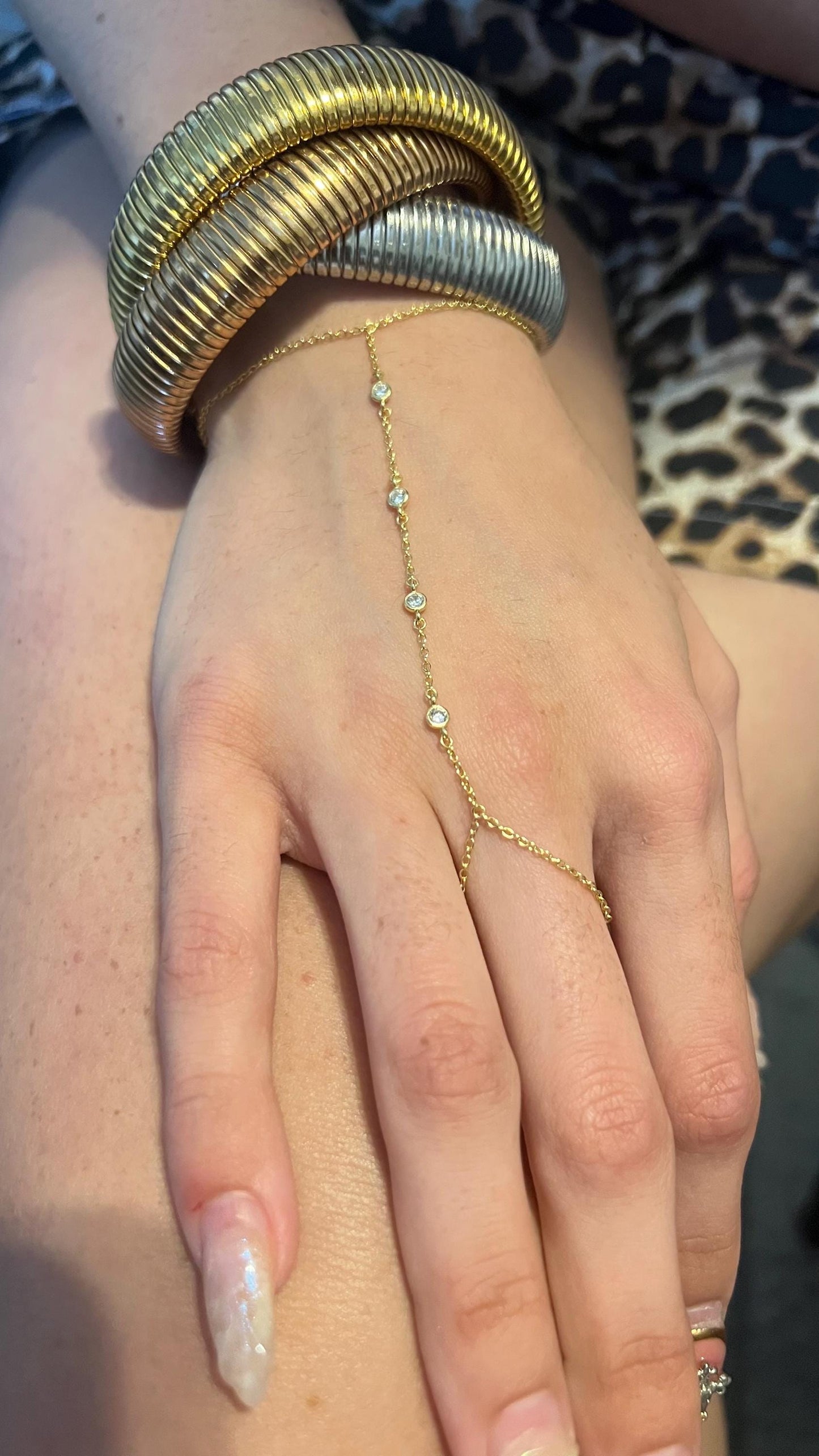 14 K gold plated finger bracelet,CZ hand chain ,Dainty Slave Bracelet, Adjustable CZ Jewelry,Bridal Jewelry,Everyday Jewelry Gift for Her