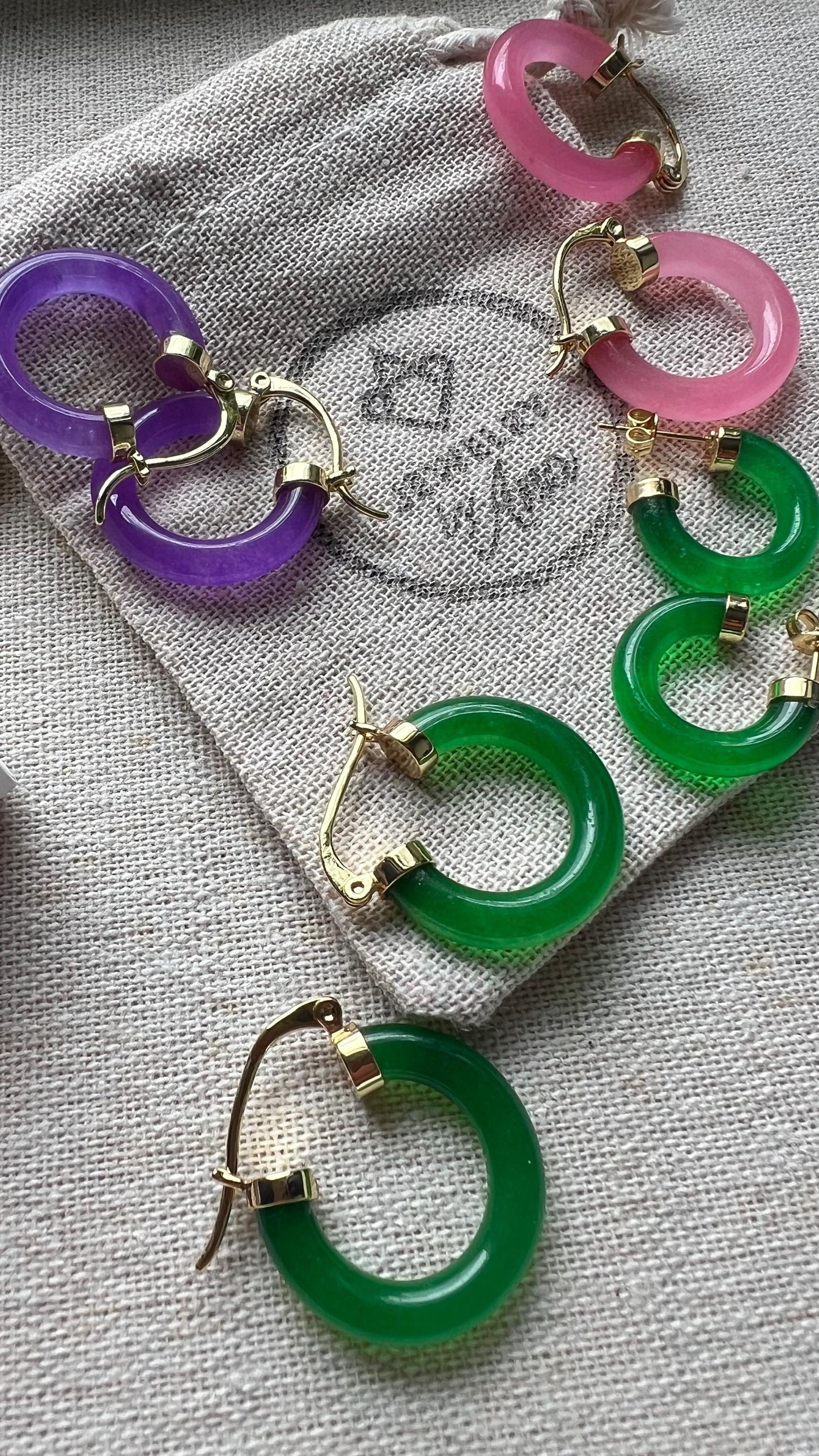 Green Jade Hoop Earrings: 18Kt Gold Filled, Gemstone Statement Earrings Boho Chic Jewelry,Girlfriend Gift