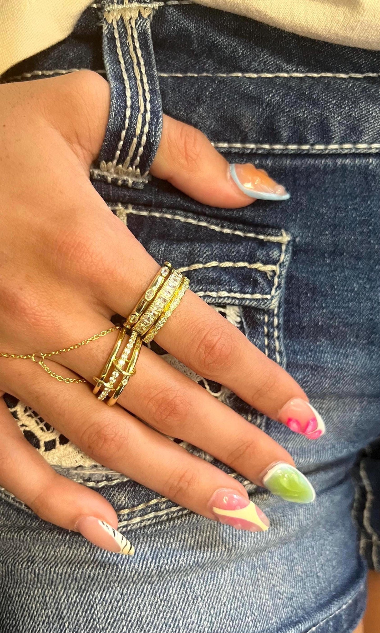 Gold Plated Sterling Silver CZ Eternity Ring Set,Stackable Wedding Bands,Set of 3 Stacking Rings,Gemstone Ring Set,Wedding Jewelry Gift