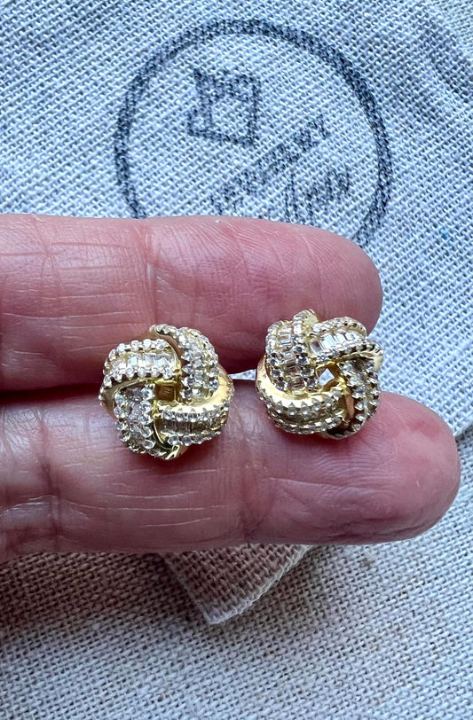 14K Gold Plated Love Knot Stud Earrings: Classic Minimalist Jewelry