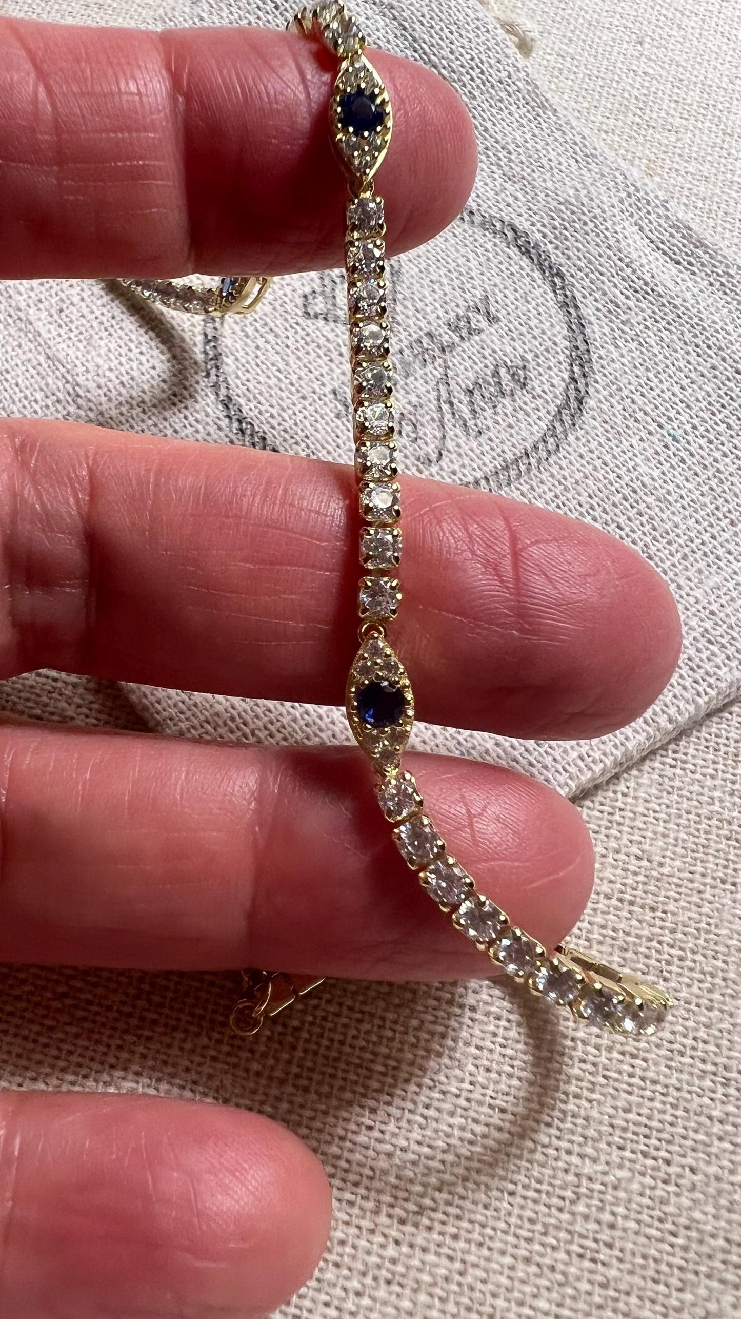 Gold Evil Eye Tennis Anklet: CZ Sterling Silver Summer Foot Jewelry, Ankle Bracelet