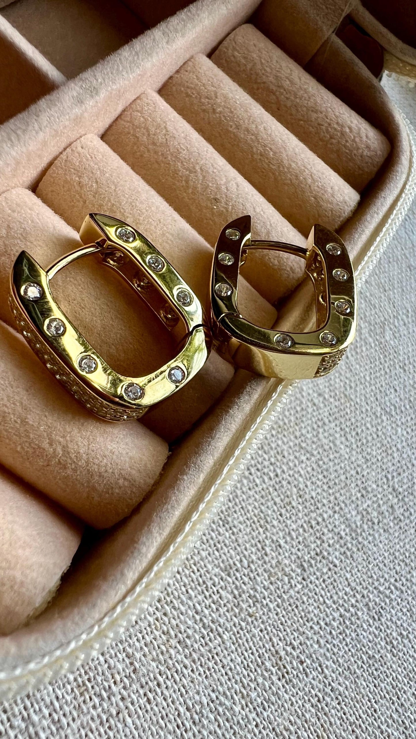 14K Gold Plated CZ Huggie Hoop Earrings: Sterling Silver Dainty Hoops