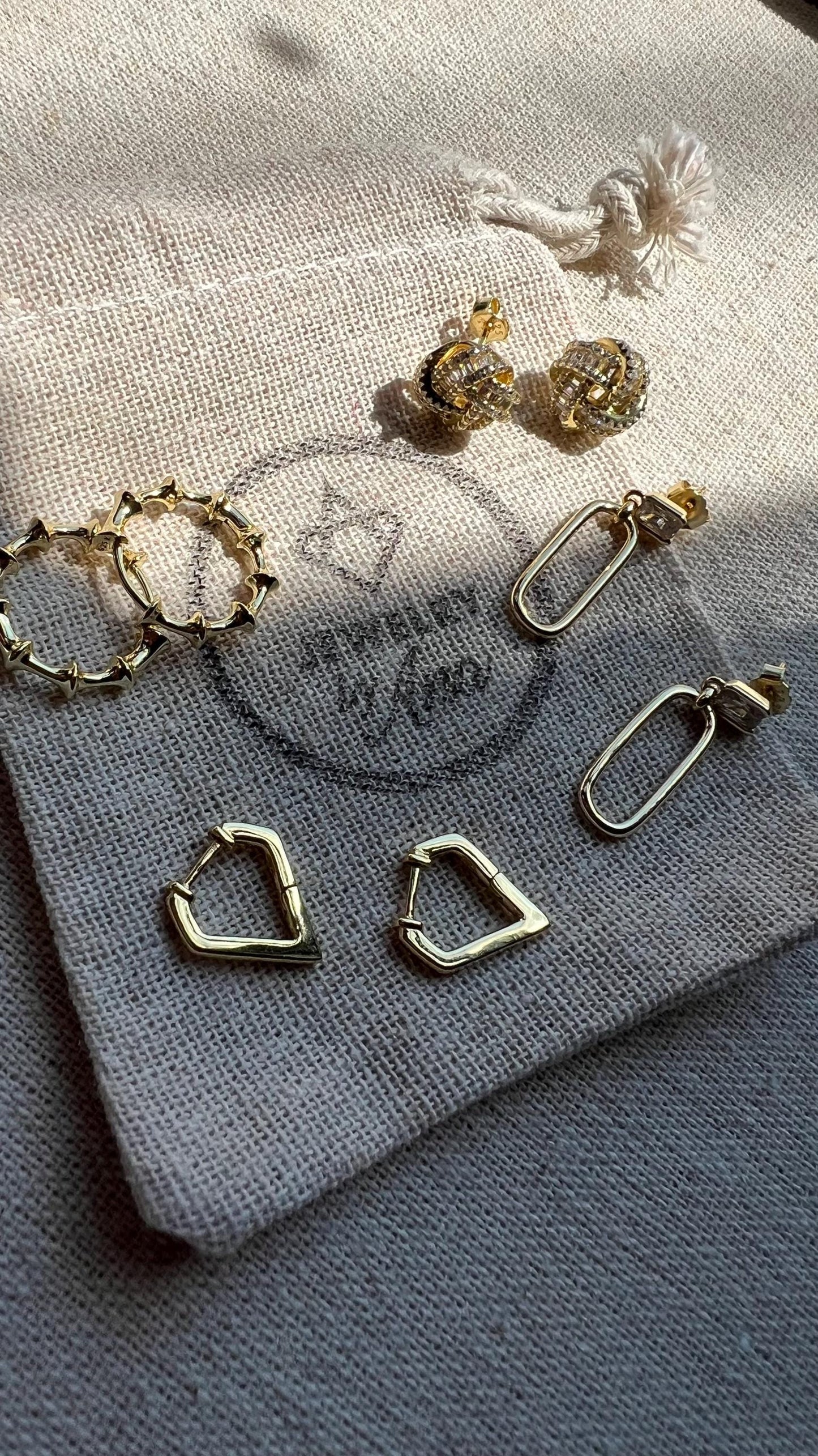 Gold Plated Triangle Hoop Earrings: Sterling Silver Huggies