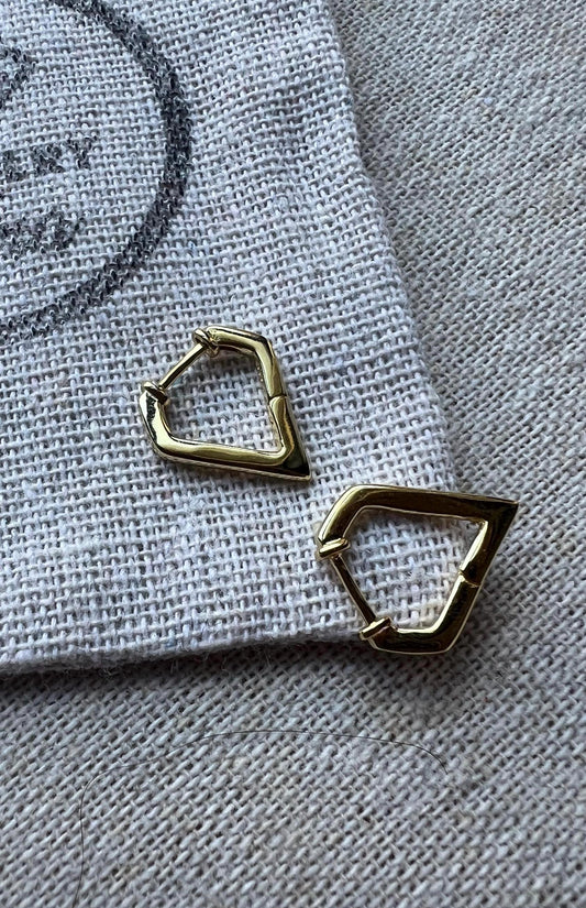 Gold Plated Triangle Hoop Earrings: Sterling Silver Huggies