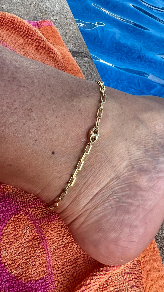Ankle bracelet, anklet for women ,anklet fir women gold ,Paperclip chain anklet layering amklet , gold filled paperclip anklet,foot jewelry