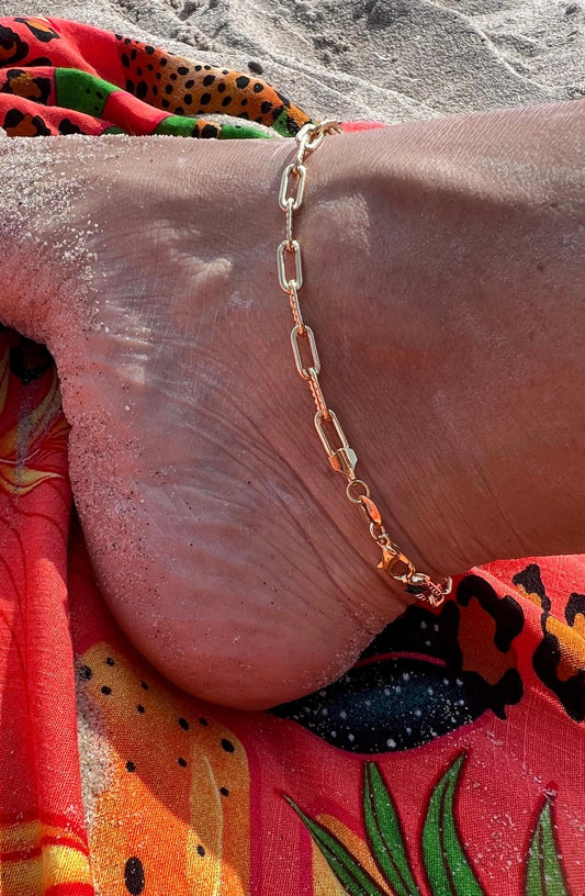 18 K gold filled anklet bracelet,paperclip ankle bracelet,link anklet bracelet,summer jewelry,everyday jewelry for her foot jewelry