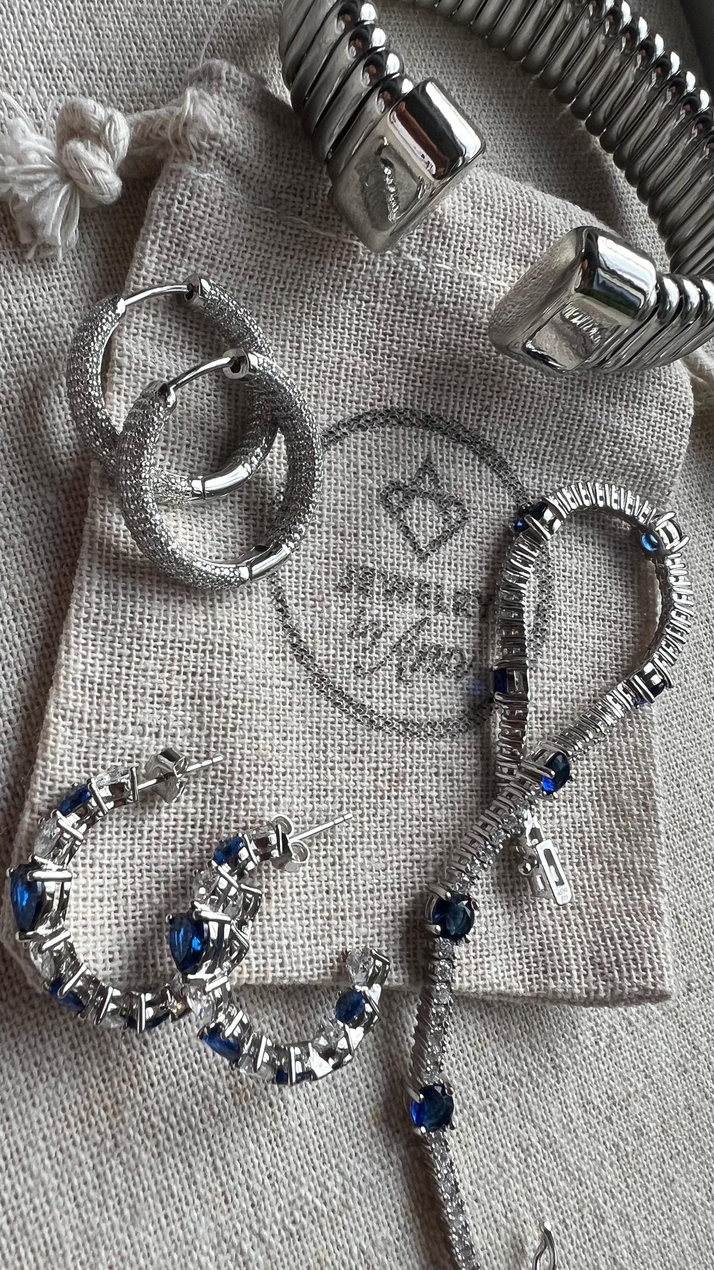 Sterling Silver CZ Hoop Earrings: Medium Thick Inside-Out Design,Pave Diamonique hoops , Stackable jewelry
