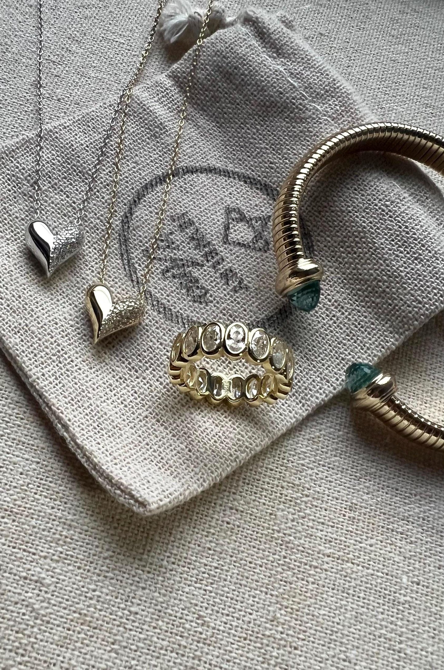 Gold Puffed Heart Necklace: Sterling Silver CZ Charm,Pave heart pendant,Minimalist Jewelry