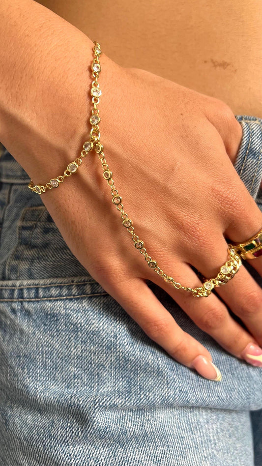 Gold hand chain , Ring bracelet hand chain gold , gold bracelet, hand chain , CZ adjustable hand chain ring Boho jewelry,gift for her