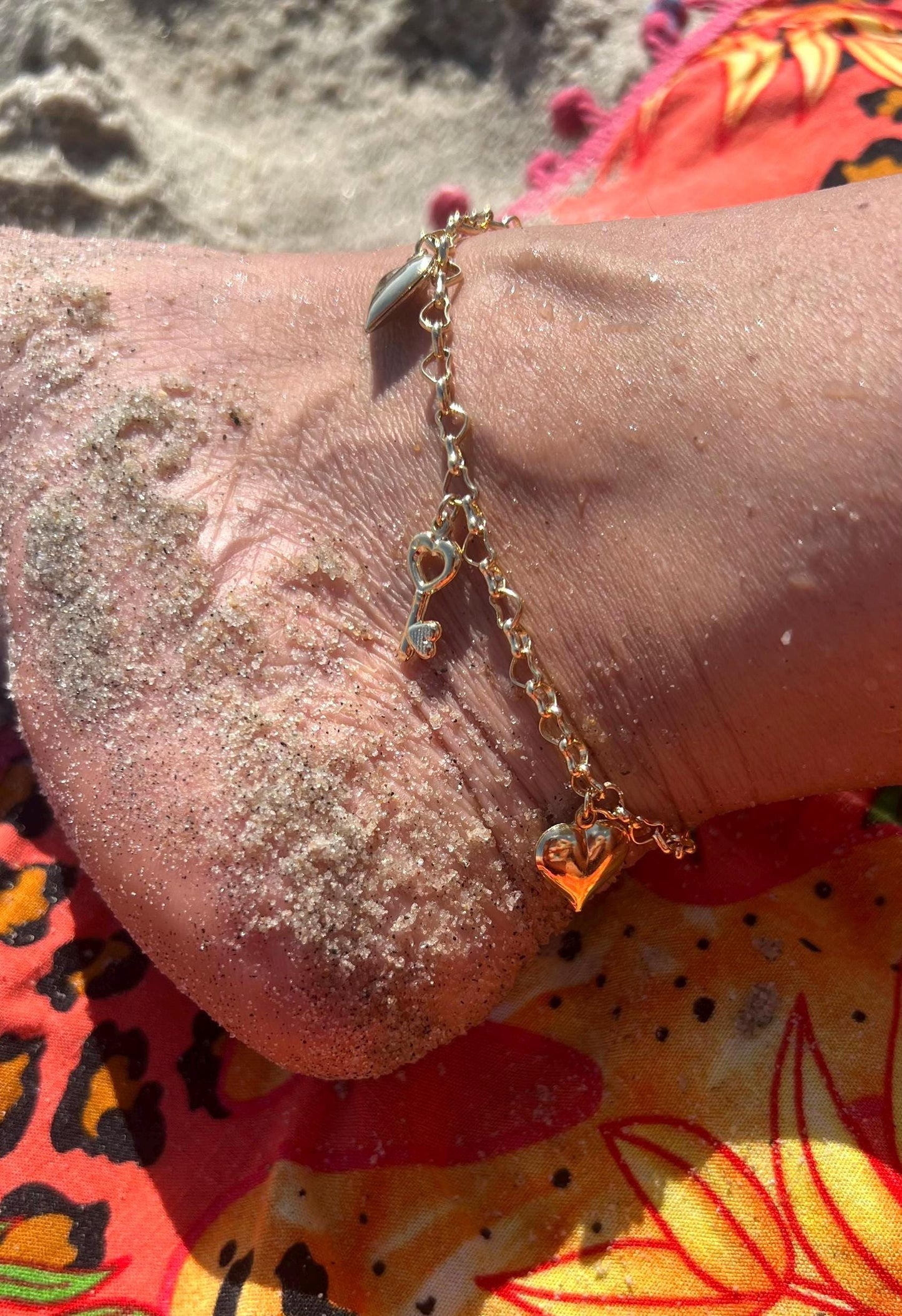 18K Gold Filled Charm Anklet: Summer Beach Foot Jewelry