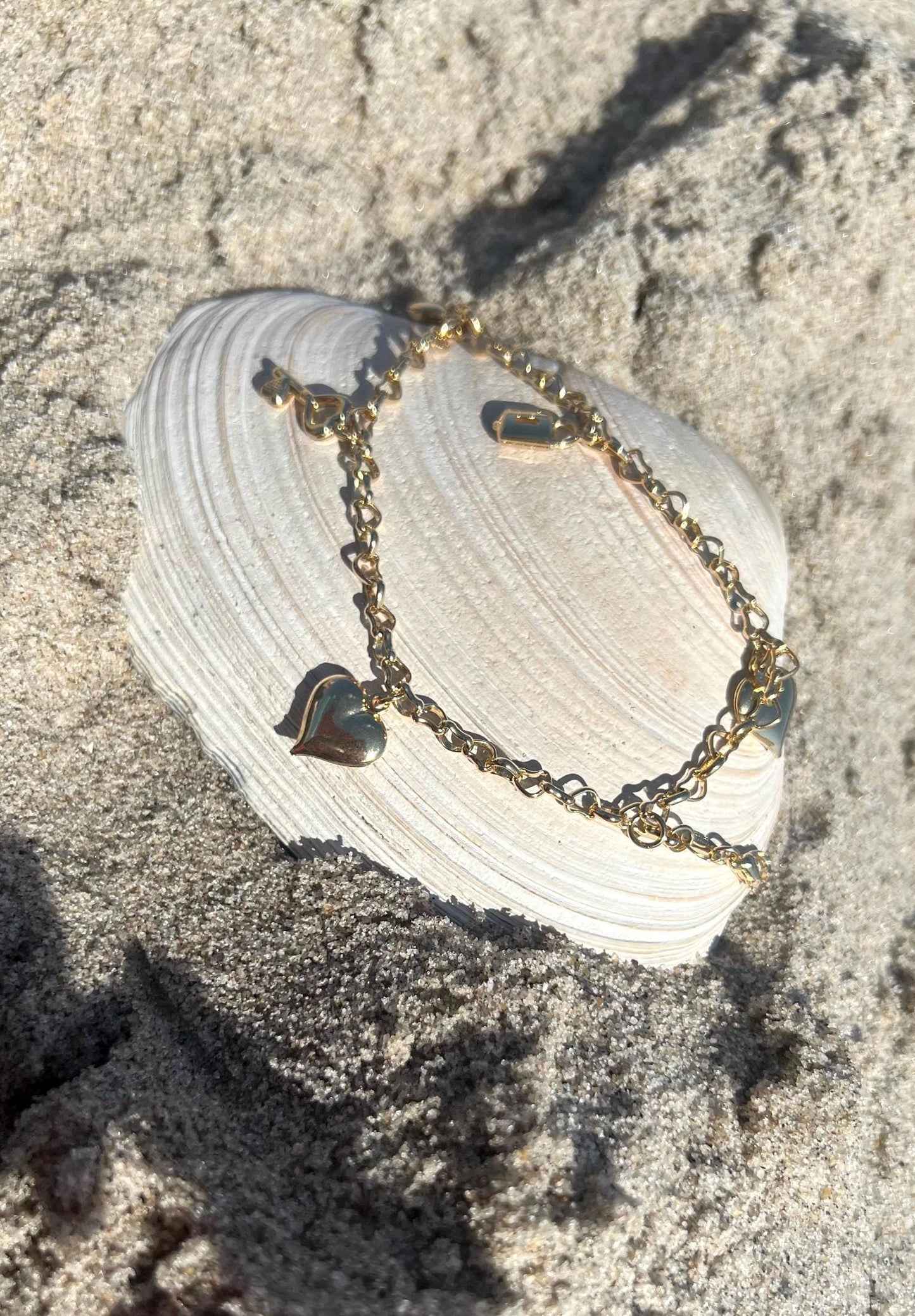 18K Gold Filled Charm Anklet: Summer Beach Foot Jewelry