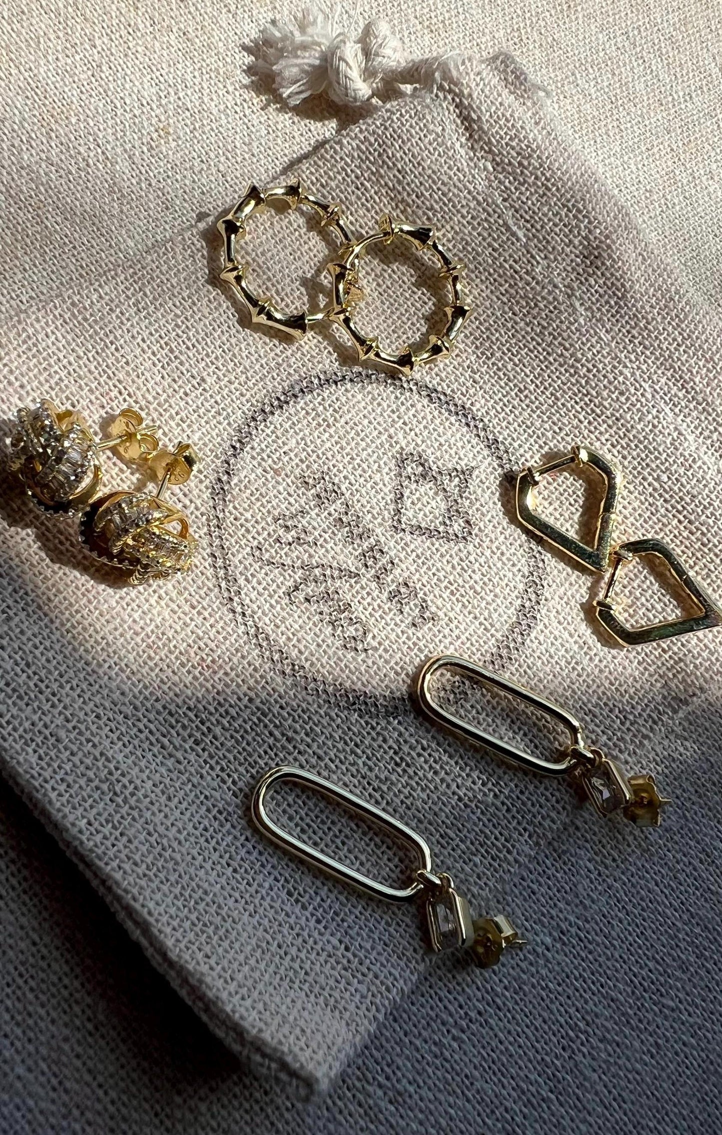 14K Gold Plated Bamboo Huggie Hoops: Sterling Silver Small Earrings