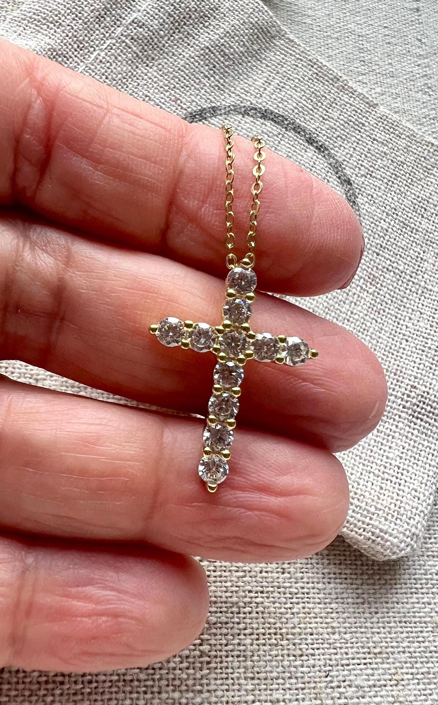 Cross Pendant,CZ Cross Necklace,Diamond Cross ,Baptism Gift ,Cross Jewelry,Bridal Jewelry,Gold Cross Necklace