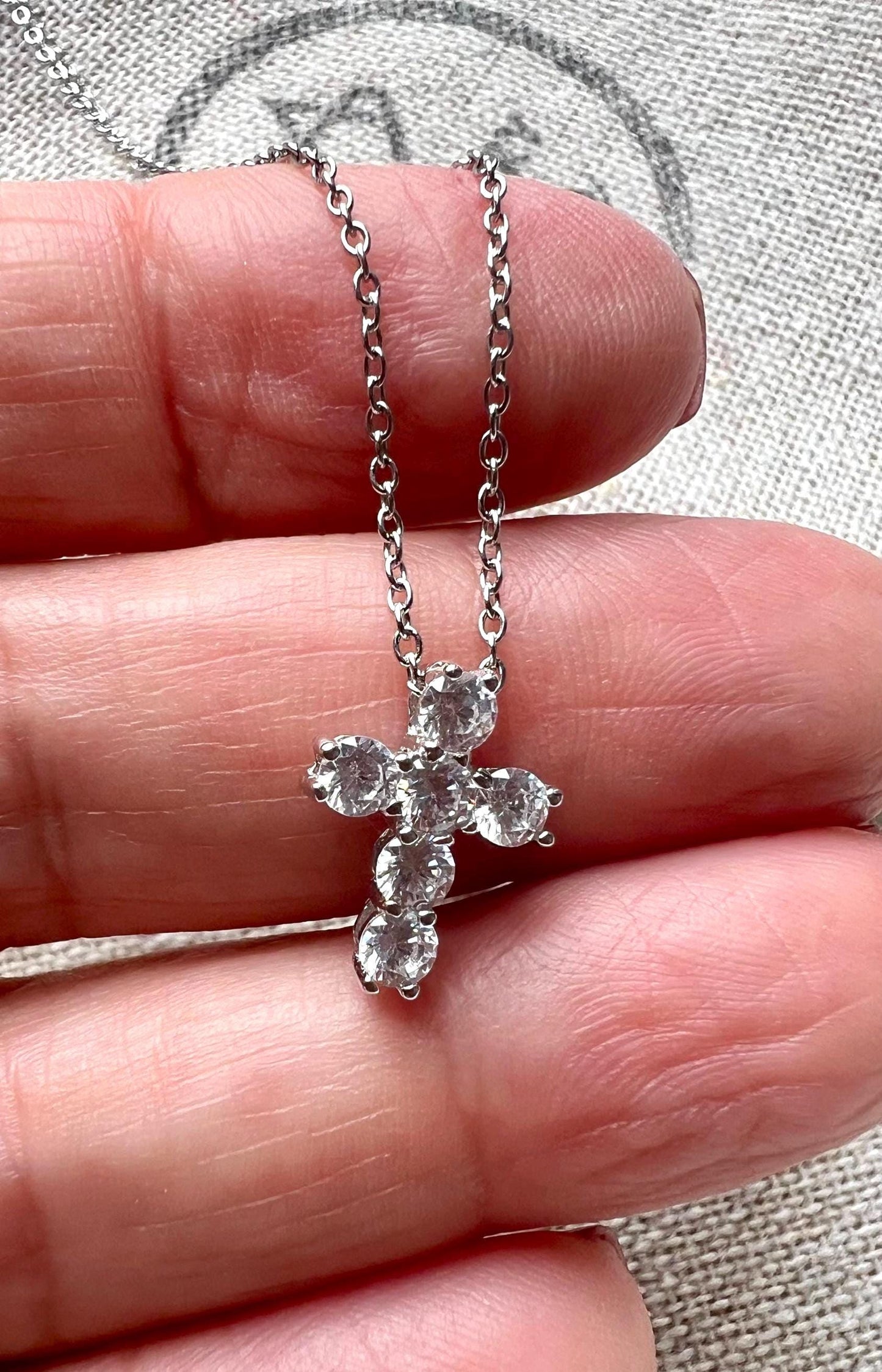 Cross Necklace,Religious Necklace,CZ Cross Pendant,Faith Jewelry,Stackable Necklace,Gemstone Cross Pendant Necklace