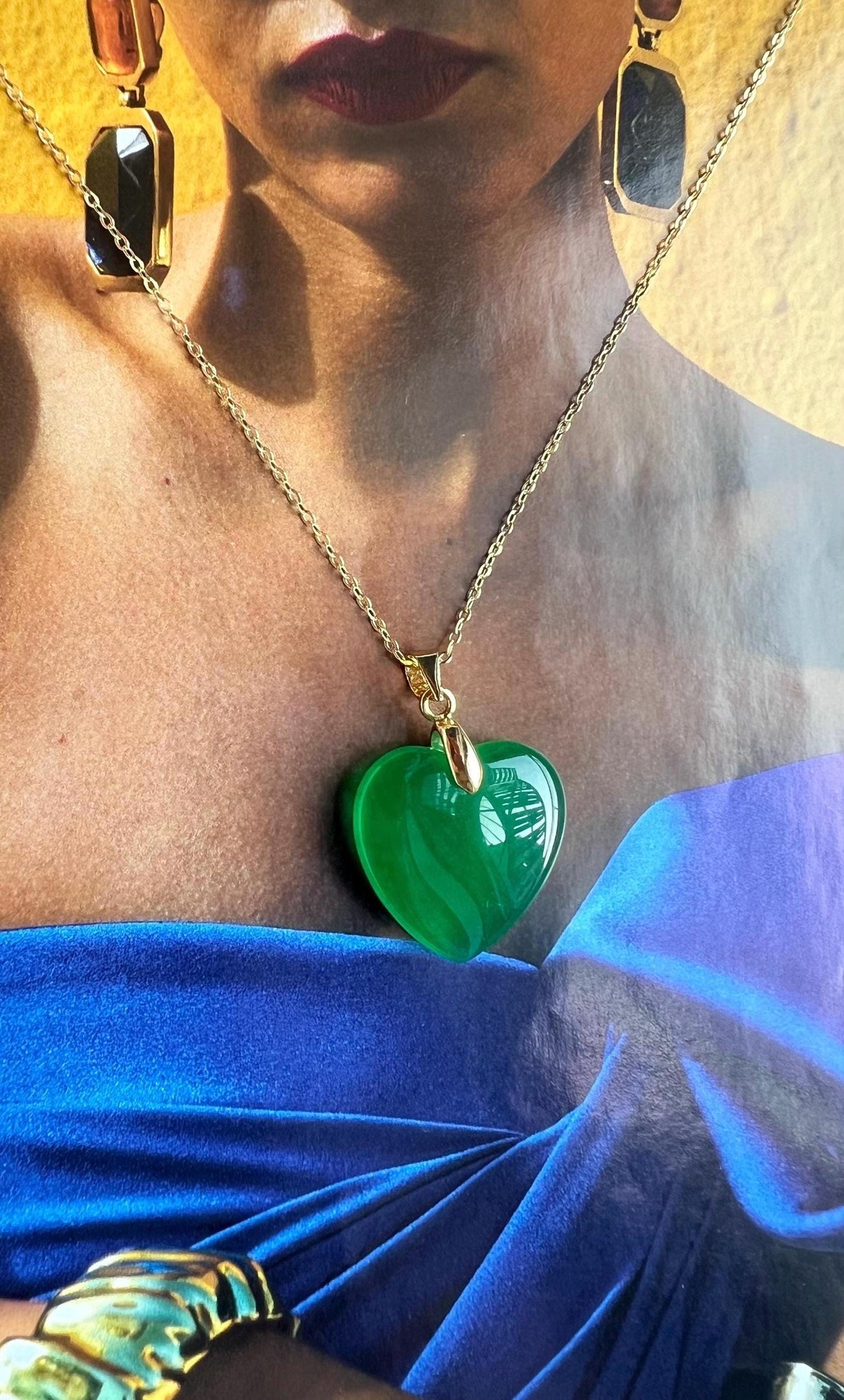 Jade Pendant Necklace spiritual jewelry green jade necklace heart shaped necklace Jade jewelry Love Jewelry,gift ideas for her