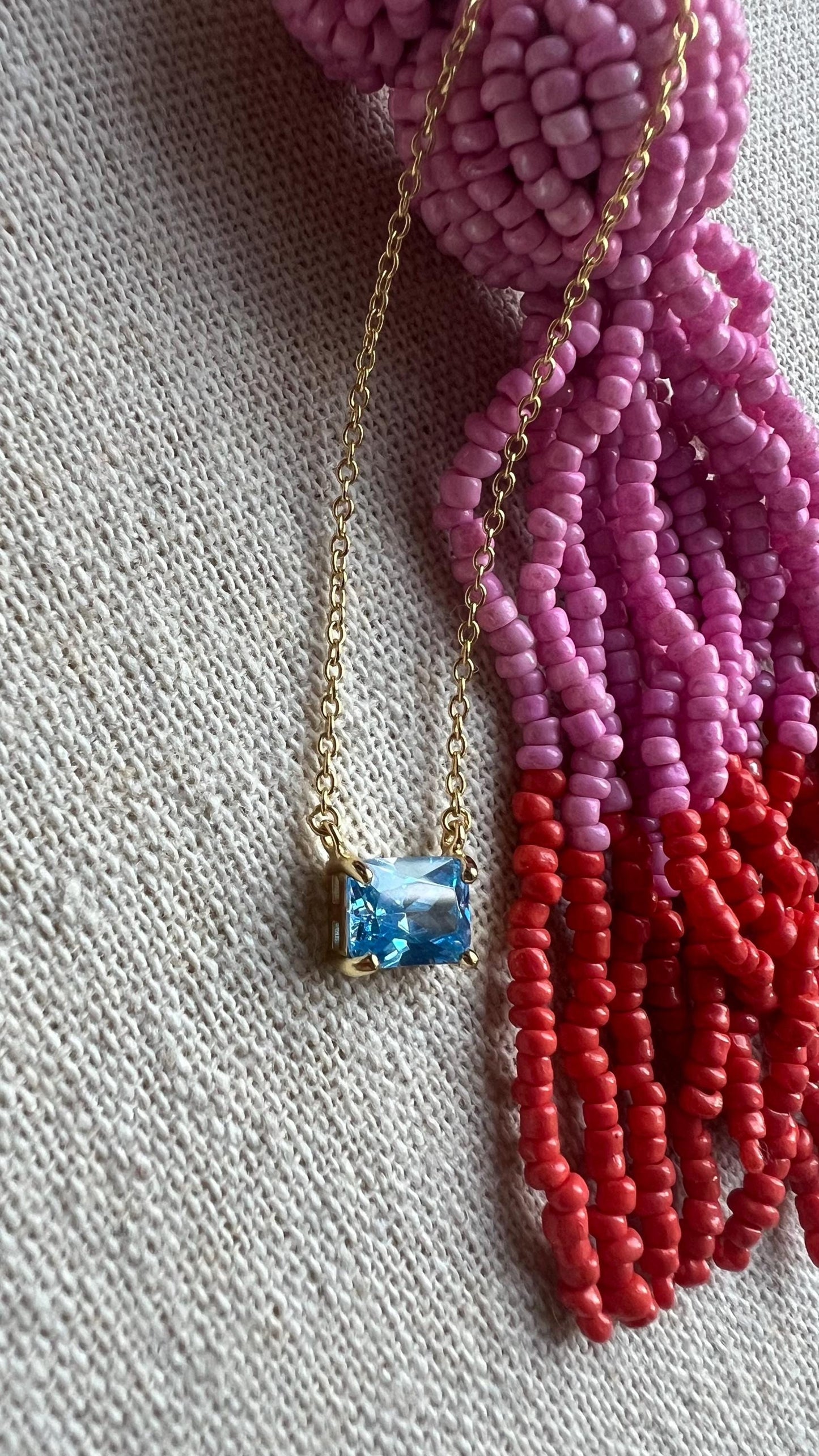 Gold Solitaire Necklace,Emerald Cut Gemstone Solitaire Necklace gemstone Necklace bridal jewelry gift idea for women minimalist jewelry