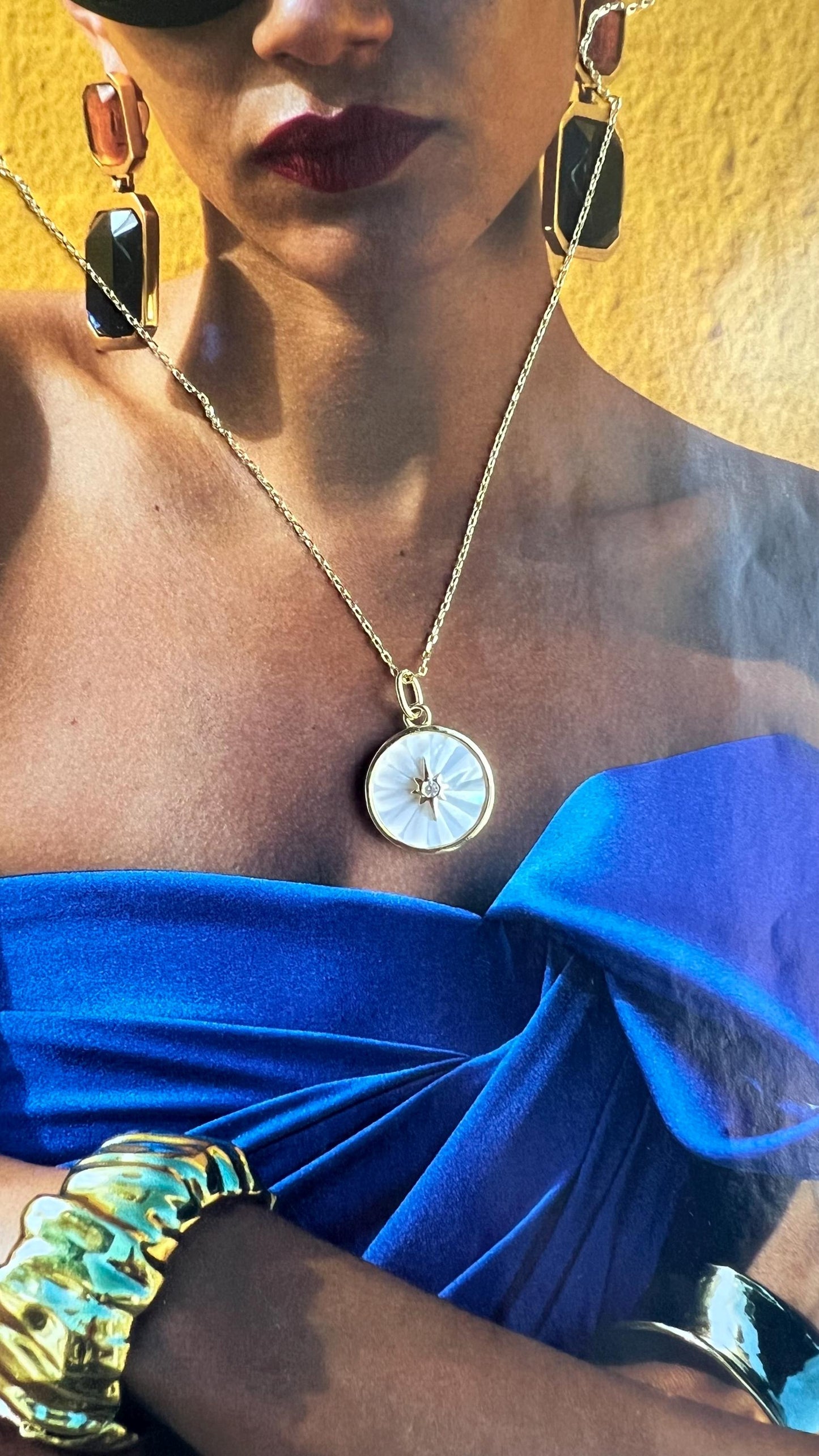 Gold North Star Necklace: 14K Plated Sterling Silver Celestial Pendant