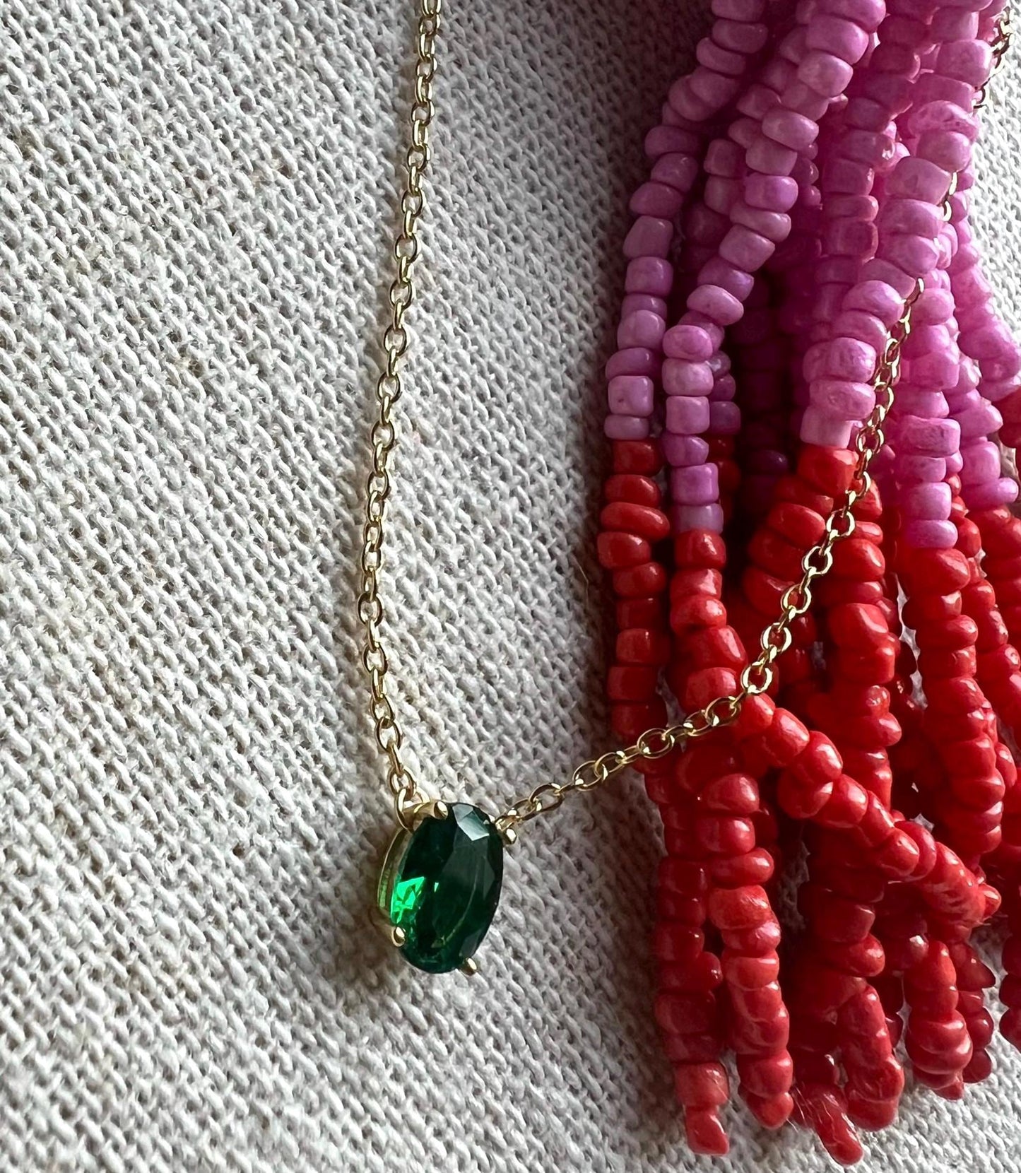 Solitaire Necklace Teardrop Emerald Necklace Dainty Layering Necklace May Birthstone Jewelry,Gift for her Women Gift Emerald gold necklace