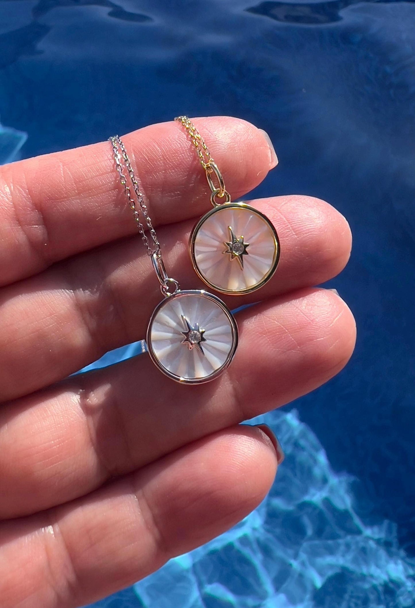 Gold North Star Necklace: 14K Plated Sterling Silver Celestial Pendant