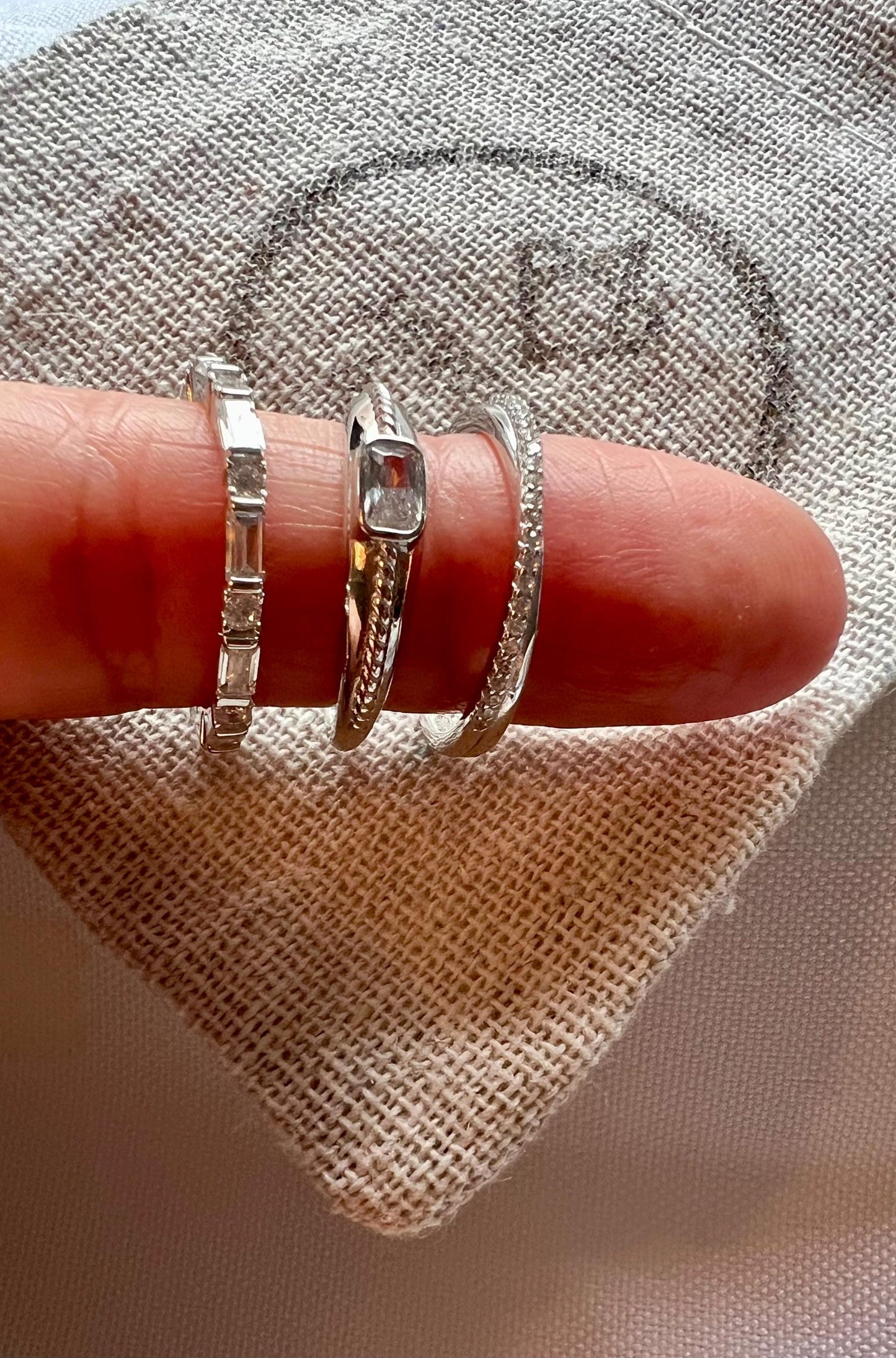 Sterling Silver CZ Eternity Band Set, Dainty Stacking Rings,Set of 3 Stacking Rings,Gemstone Ring Set,Wedding Jewelry,Dainty Jewelry
