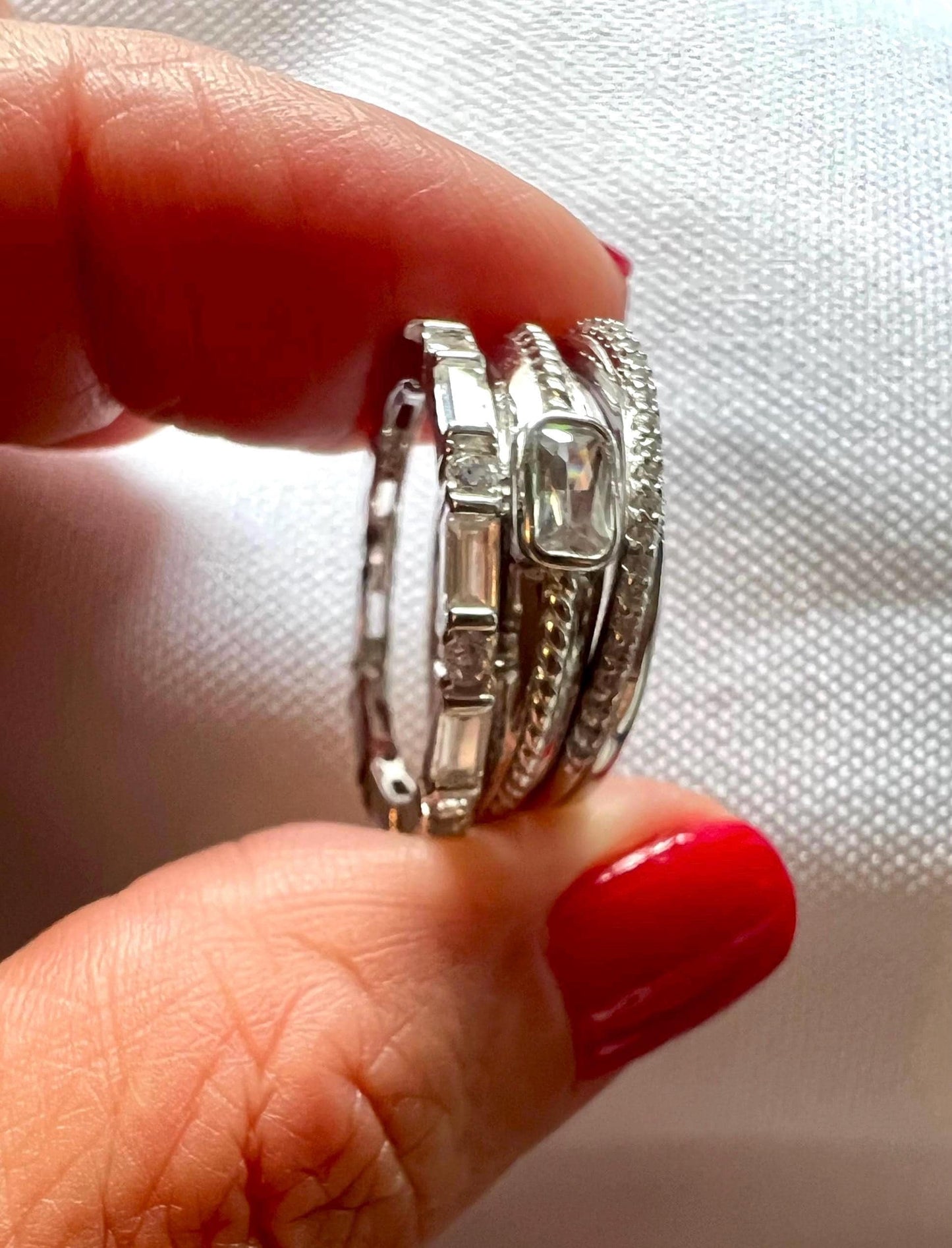 Sterling Silver CZ Eternity Band Set, Dainty Stacking Rings,Set of 3 Stacking Rings,Gemstone Ring Set,Wedding Jewelry,Dainty Jewelry