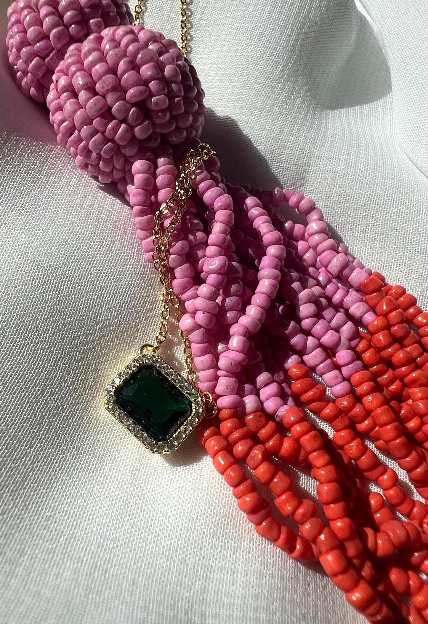 Emerald Pendant Necklace: 14 Carat Gold Plated, Cubic Zirconia