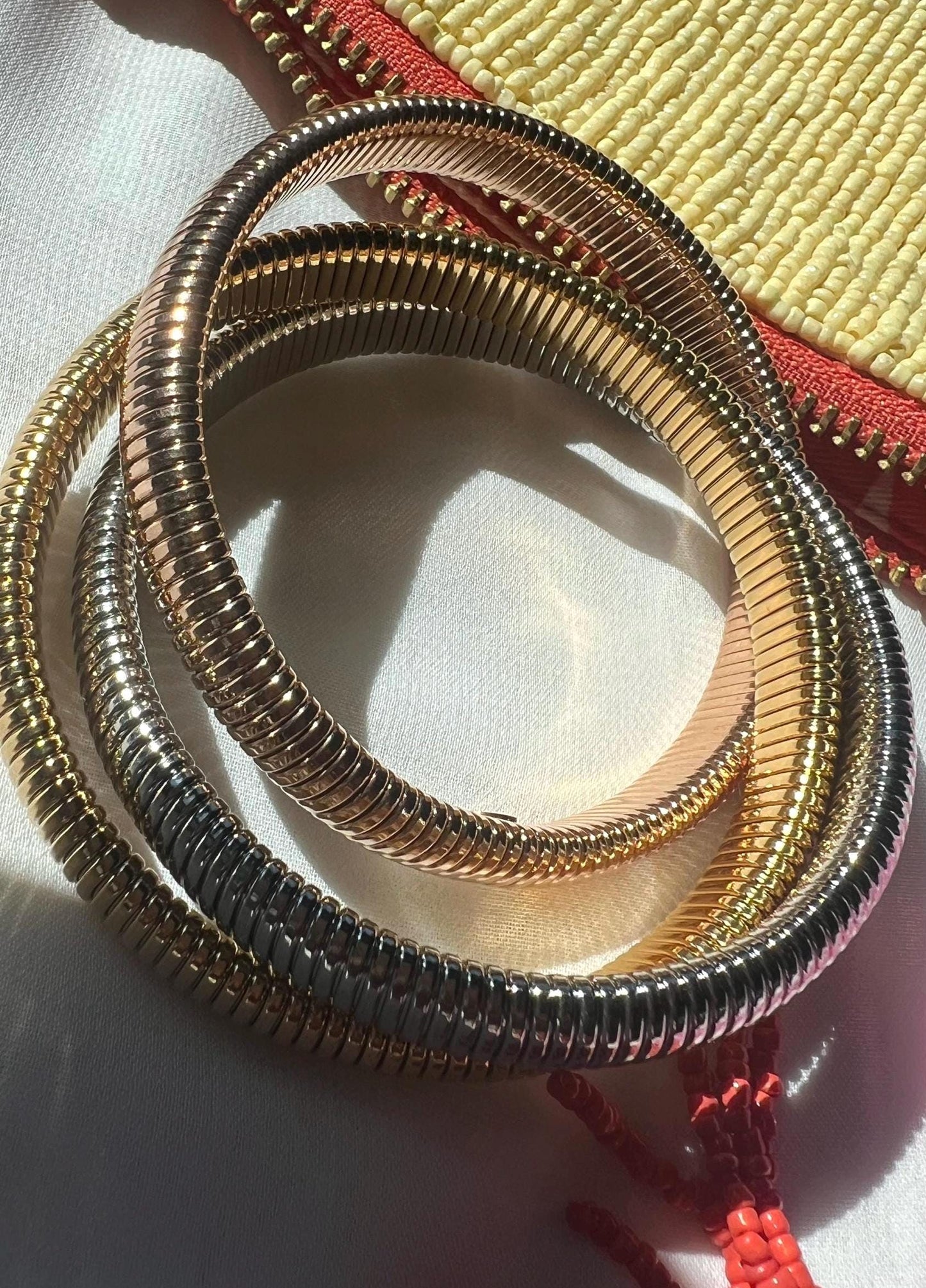 Triple Tubogas,Cobra Inspired Design,Thick Tubogas bracelet, Wide Bangle,Boho Chic jewelry