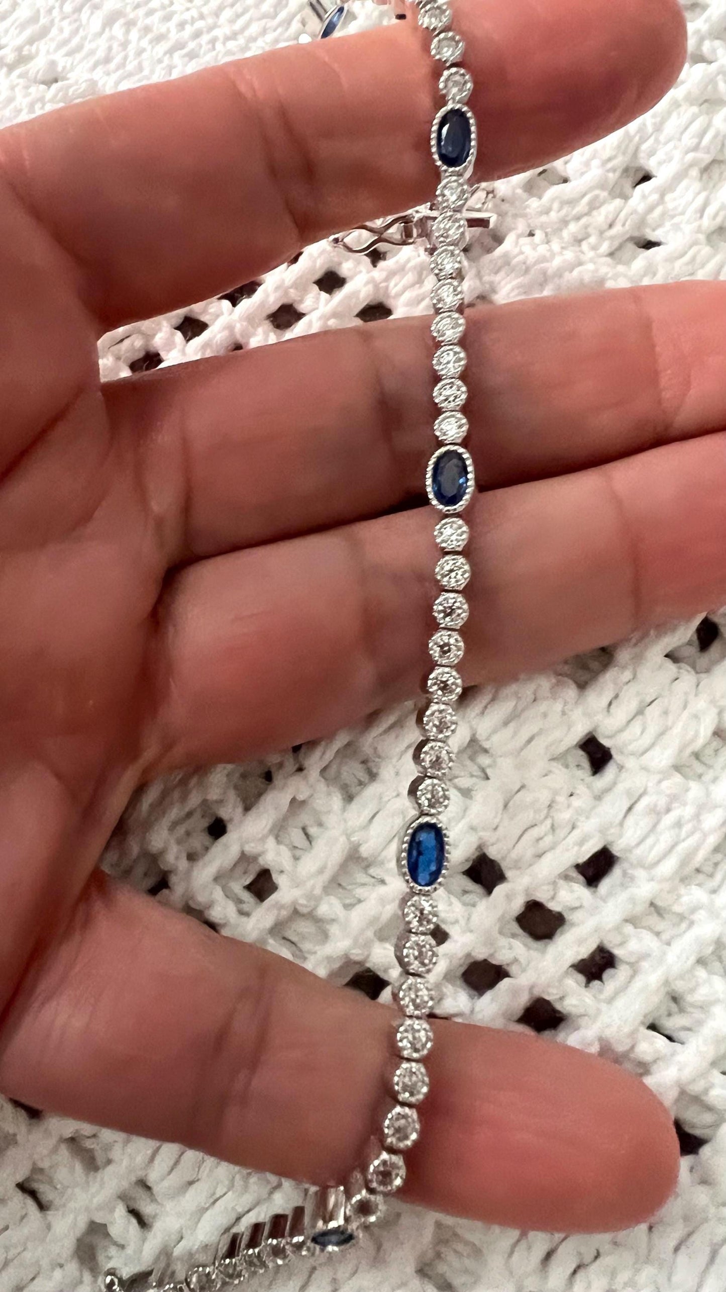 Sterling Silver Blue Cubic Zirconia Tennis Bracelet - Sparkling CZ Accents