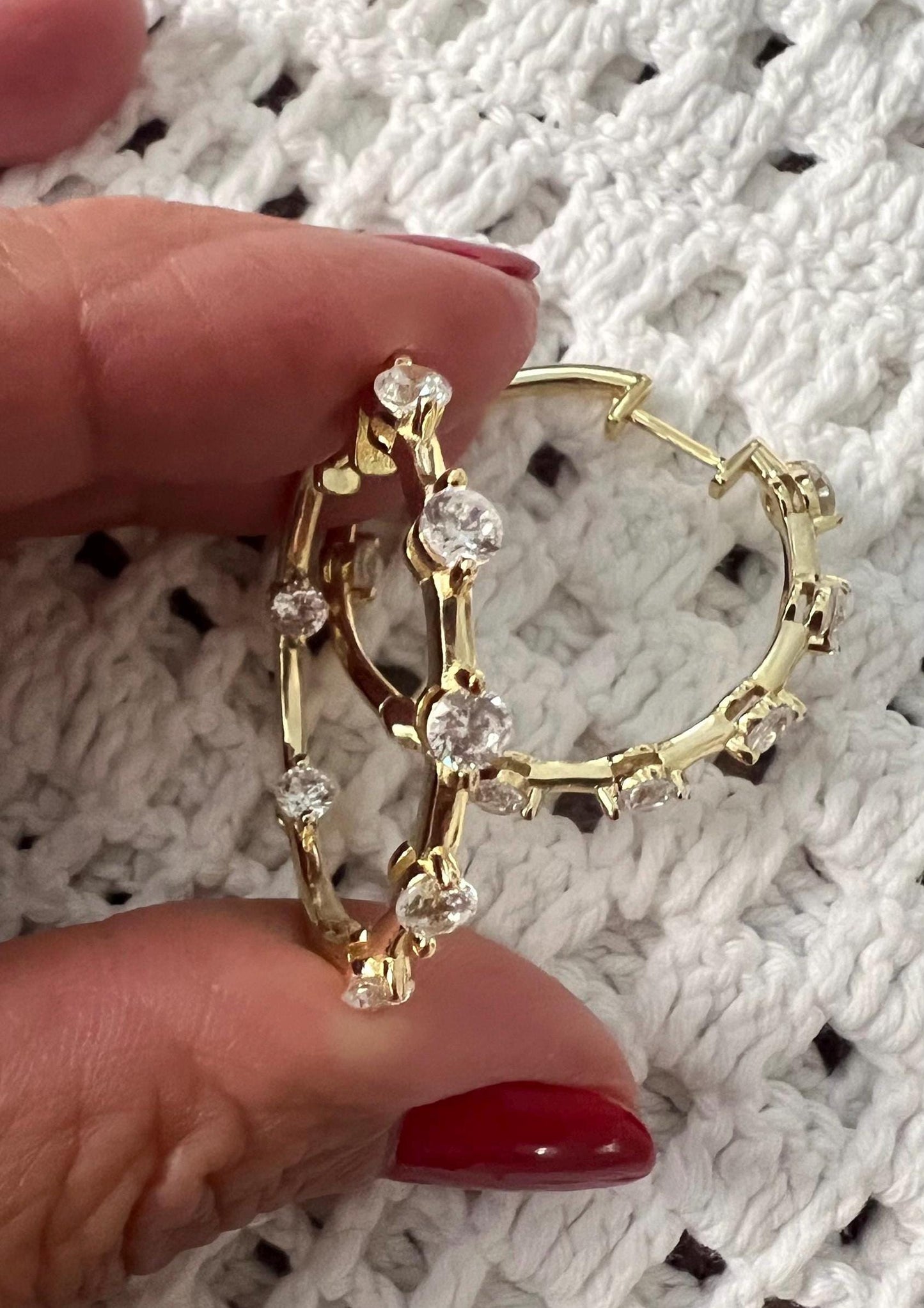 14K Gold Plated Hoop Earrings: Minimalist Cubic Zirconia Hoops