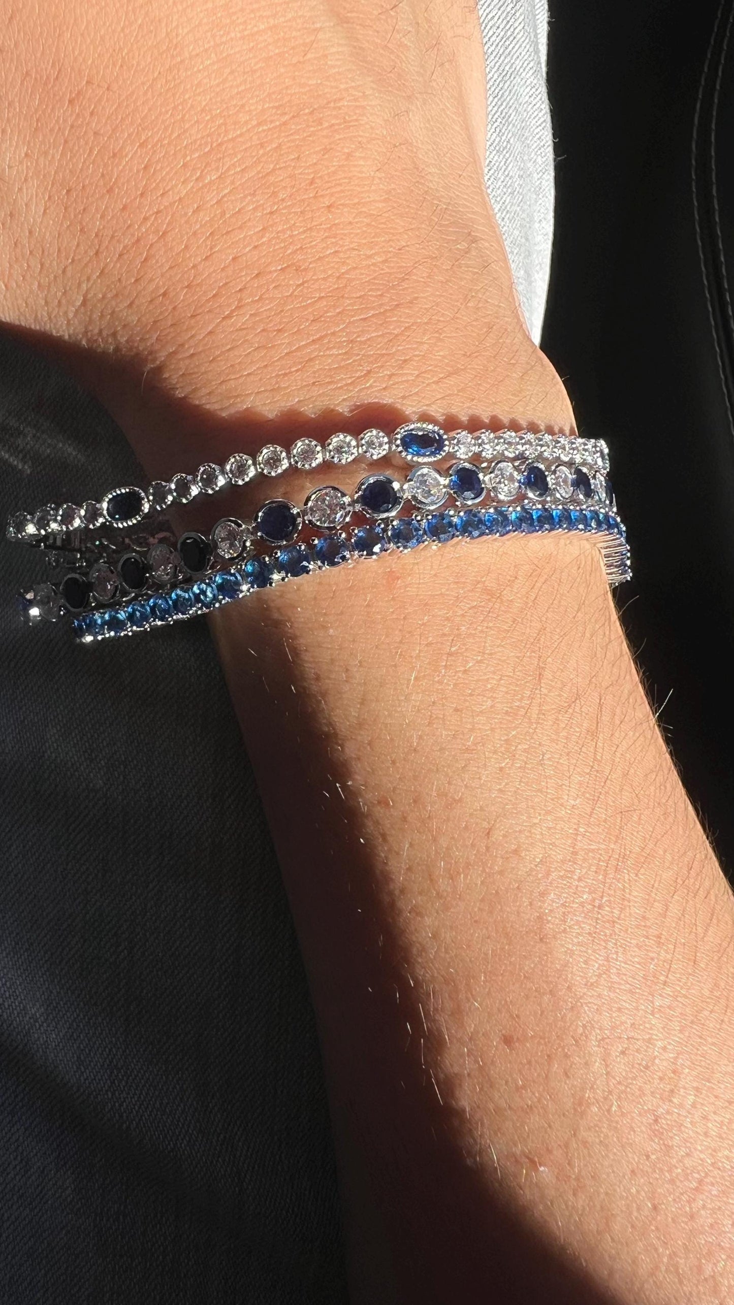 Sterling Silver Blue Cubic Zirconia Tennis Bracelet: Elegant Dainty Jewelry