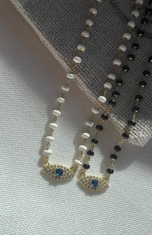 14 K Gold Plated Evil Eye Choker Necklace,Adjustable Beaded Dainty Necklace,Protection Jewelry,Layered Gold Choker for Women