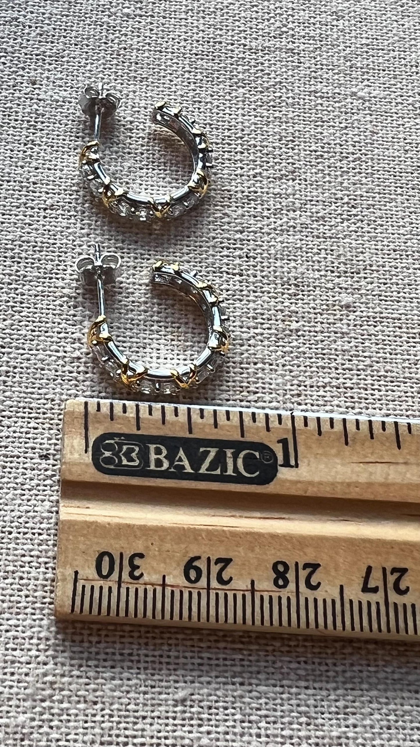 Gold Plated Sterling Silver Open Hoop Earrings: Dainty CZ Hoops ,Elegant Earrings ,Everyday Jewelry