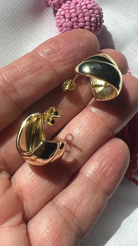 14K Gold Plated Chunky Hoop Earrings: Modern Statement Jewelry, Thick Earrings,Boho Chic Style