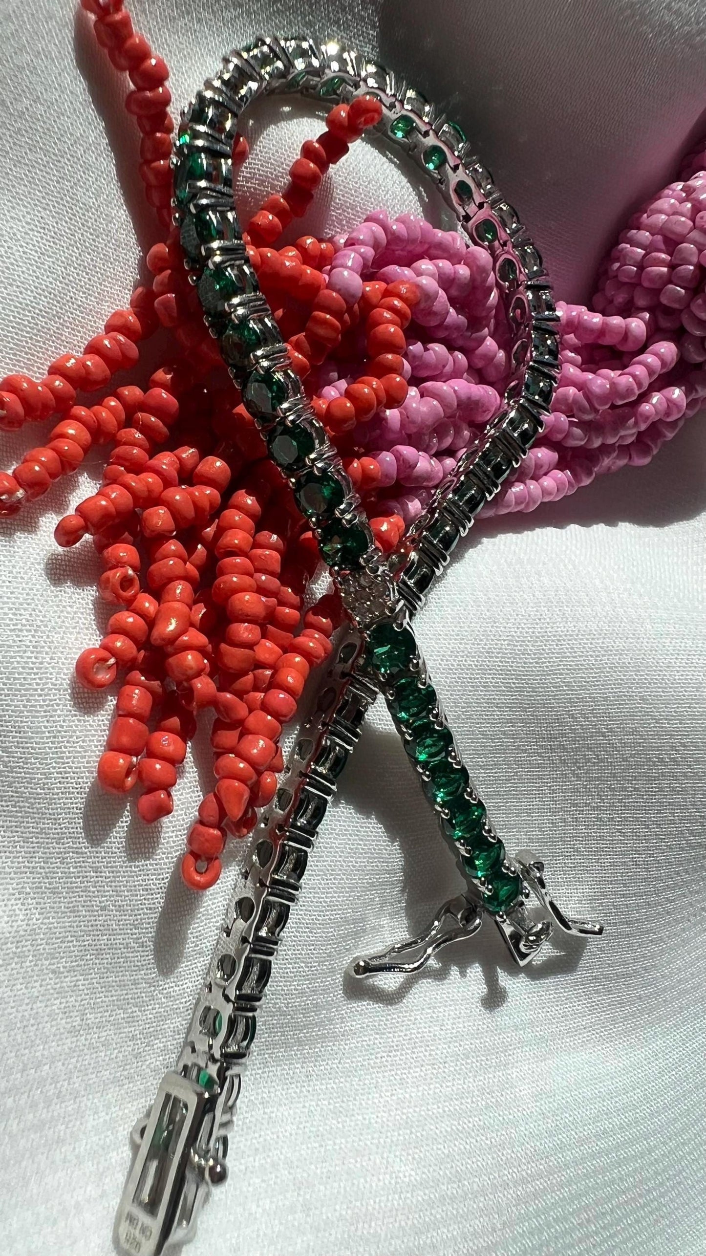 Emerald Tennis Bracelet: 925 Sterling Silver Cubic Zirconia