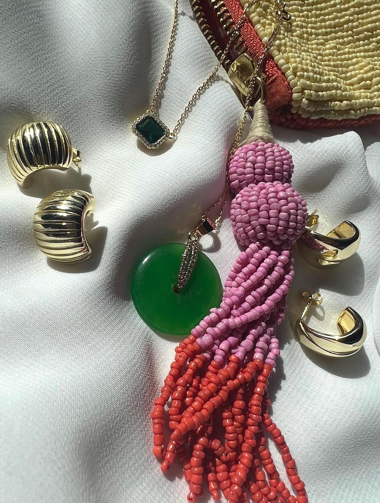Emerald Pendant Necklace: 14 Carat Gold Plated, Cubic Zirconia