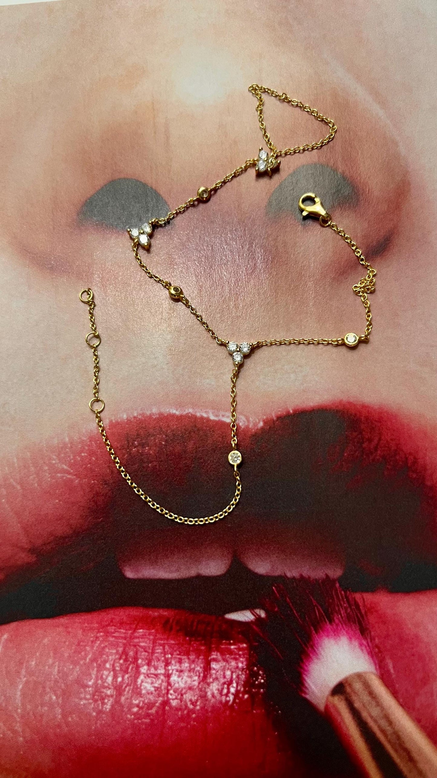 14 K Gold Plated Hand Flower Bracelet with CZ ,Dainty Floral Bracelet,Gold finger Bracelet,Adjustable Hand Chain,Gold hand Chain Bracelet